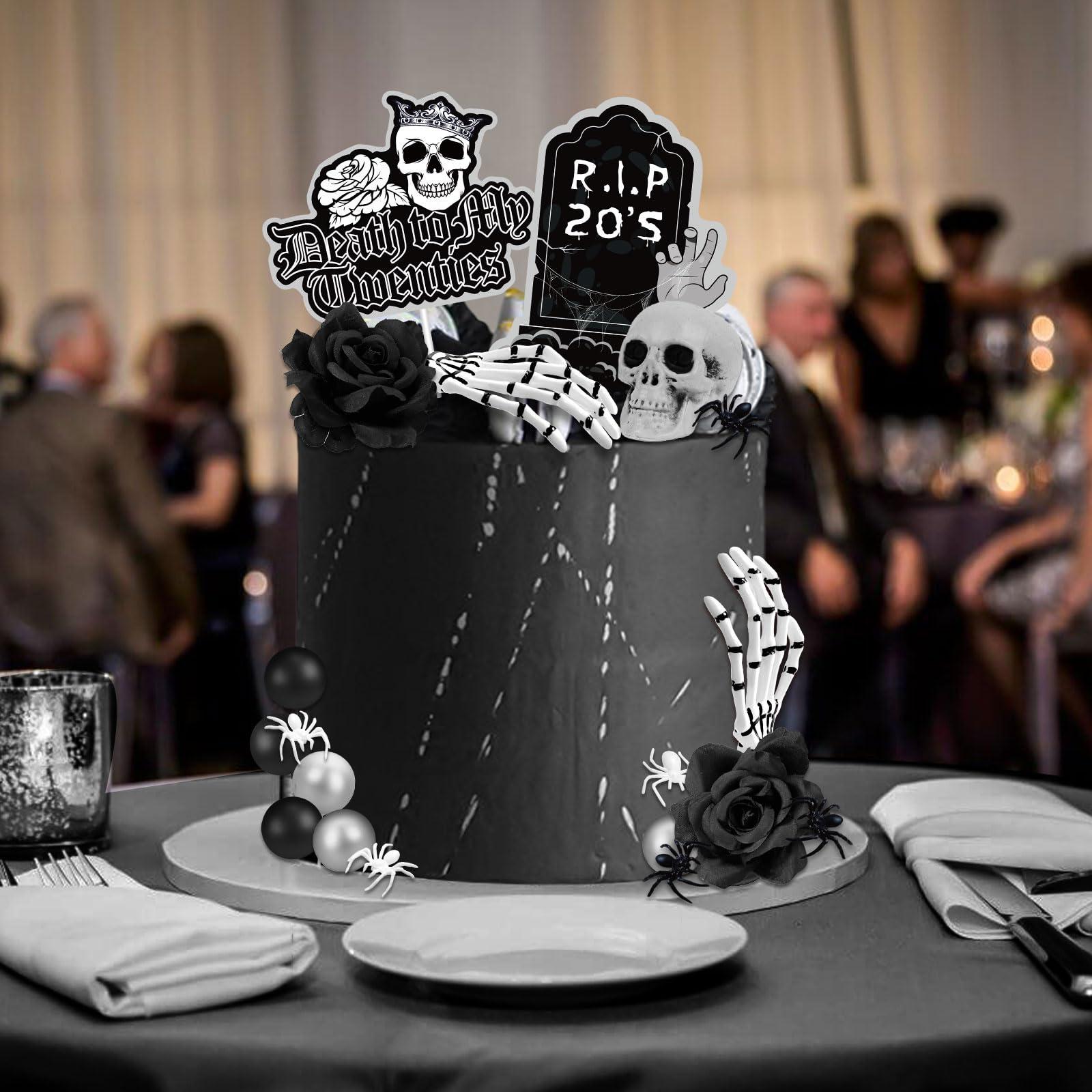 TSVATE Death to My 20s Cake Topper, 30th Birthday Cake Topper, Rip to My 20s Cake Topper Funeral Black Cake Decorations, Death to My 20s Decorations 30th birthday Decorations for Her Him Dirty 30 Cake Topper