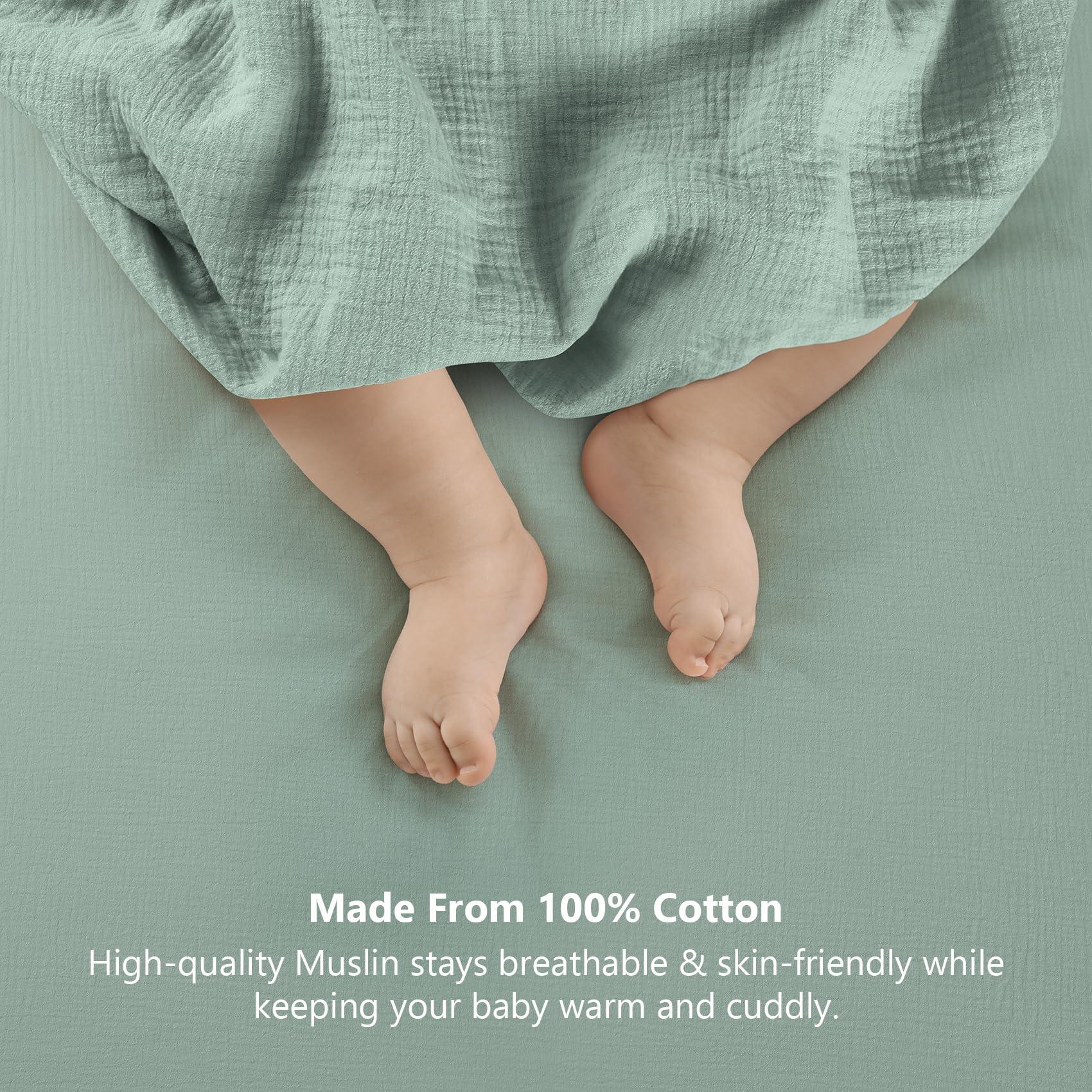 POIKSHARK Fitted Crib Sheet, 100% Organic Cotton Crib Sheet for Standard Crib and Toddler Mattresses 28"x 52", Soft and Breathable