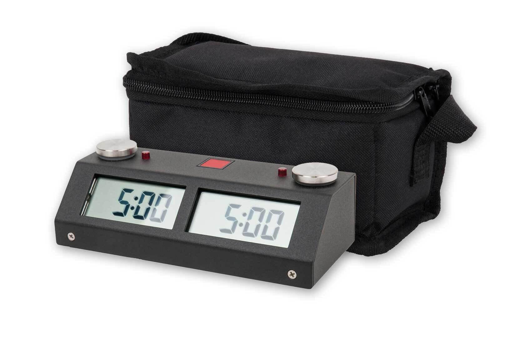 US Chess Federation Chronos GX Digital Game Chess Clock - Touch - Black with Carrying Bag