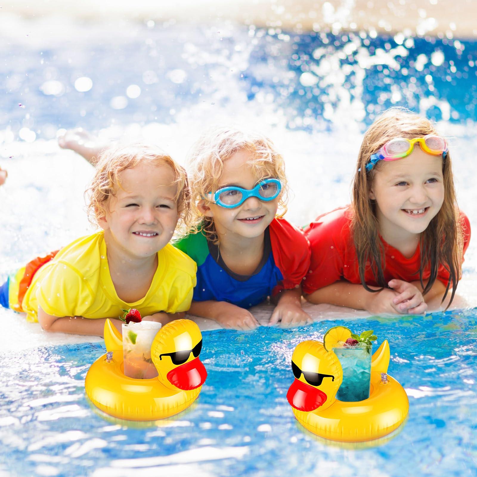 Gemscream Gemscream 24 Pcs Inflatable Duck Drink Floats Lightweight Inflatable Drink Holder Reusable Floating Cup Holder for Pool Cute Inflatable Float Cup Coasters for Boys Girls Pool Summer Hot Tubs Party