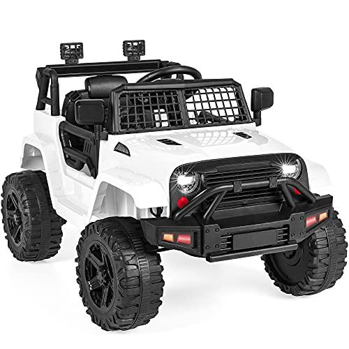 Best Choice Products 12V Kids Ride On Truck Car w/Parent Remote Control, Spring Suspension, LED Lights, AUX Port - White image-1