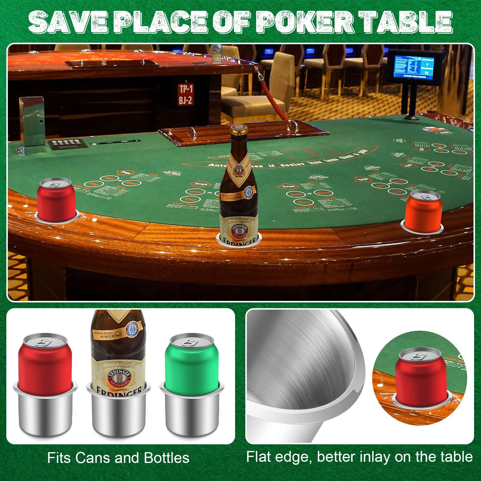 Tessco Tessco Poker Table Cup Holder Insert Stainless Steel Cup Holder Insert Cup Holder Table Poker Game Table Accessories for Desk Car Table Game Drink Cupholder Storage Replacement(15 Pcs)