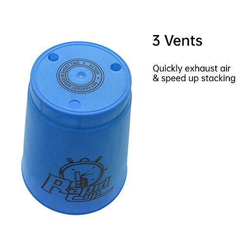 Kuiji Quick Stacks Cups Sports Stacking Cups Speed Training Game Classic Interactive Challenge Competition Party Toy Set of 12 with Carry Bag-Blue