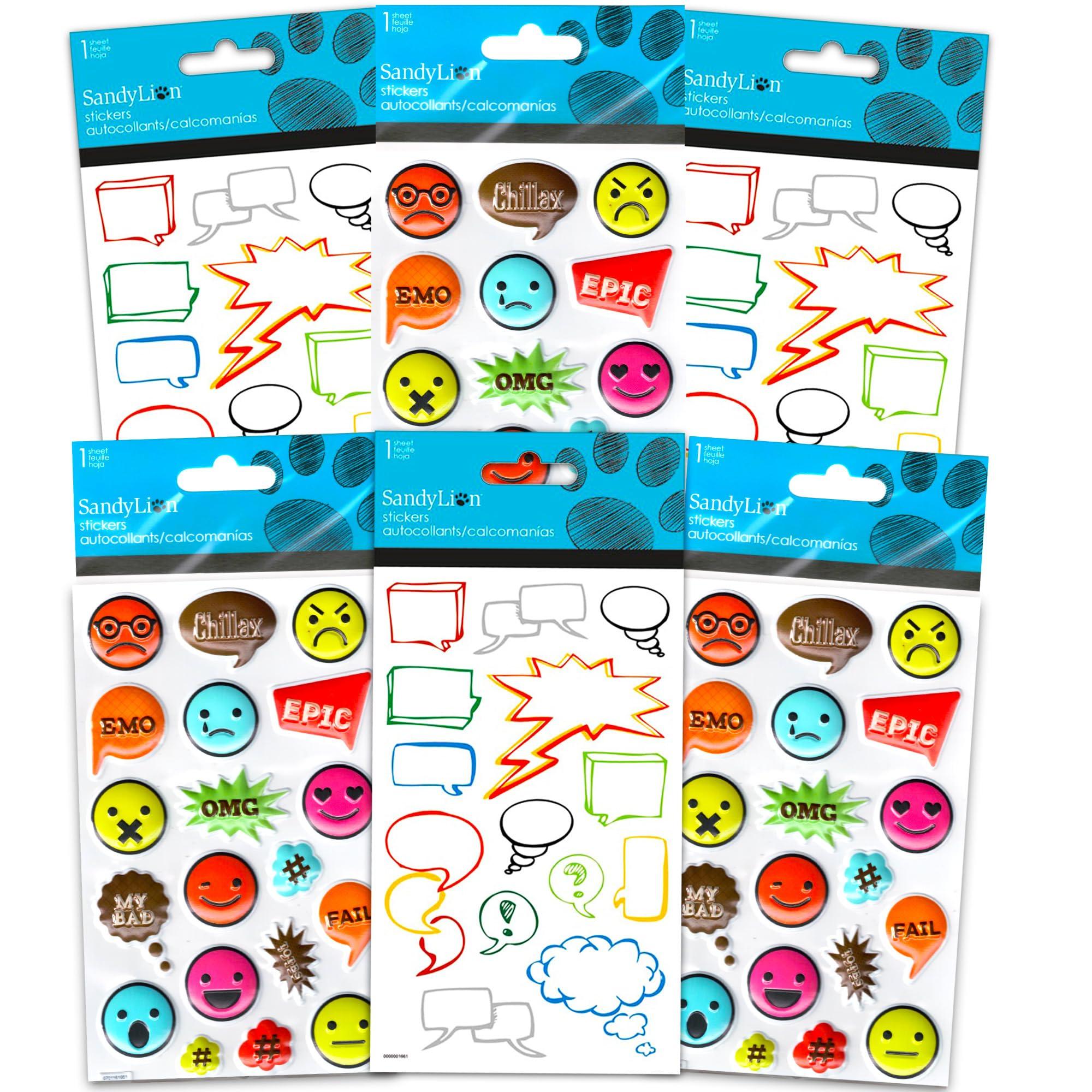 Speech Bubble Stickers Speech Bubble Stickers Party Favors Pack - 6 Thought Bubble Sticker Packs for Kids Toddlers (Comic Book Bubble Party Supplies, Decorations)