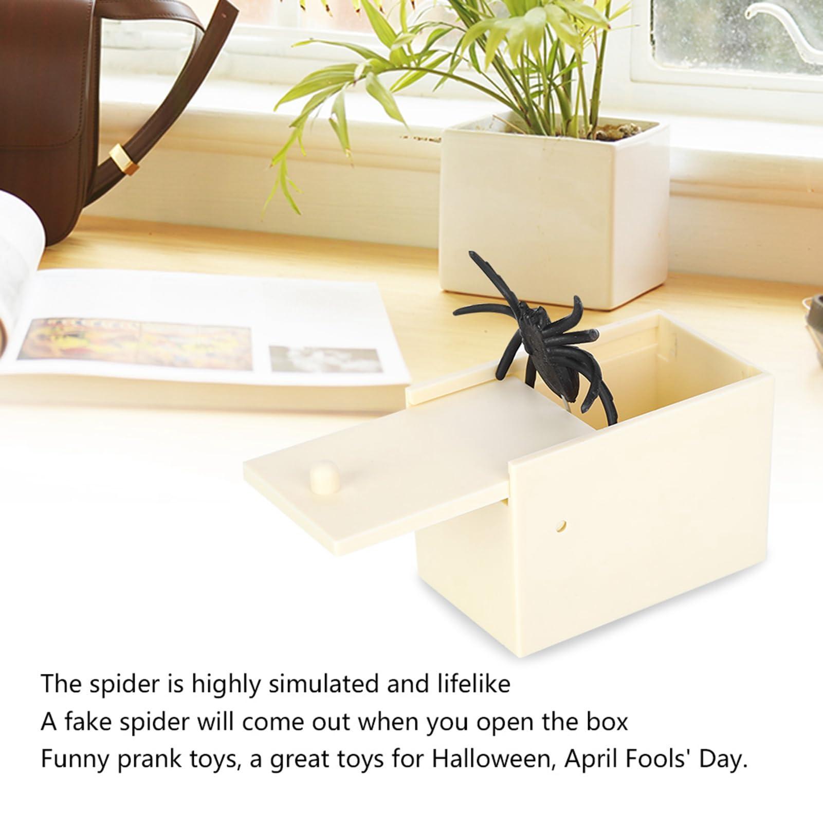 Gsycle Gsycle Simulation Fake Spider Box, Wooden Scare Box Funny Trick Prank Toy Fun Joke Scarebox Toy Spider Box Prankoy Prank for Kids Adults