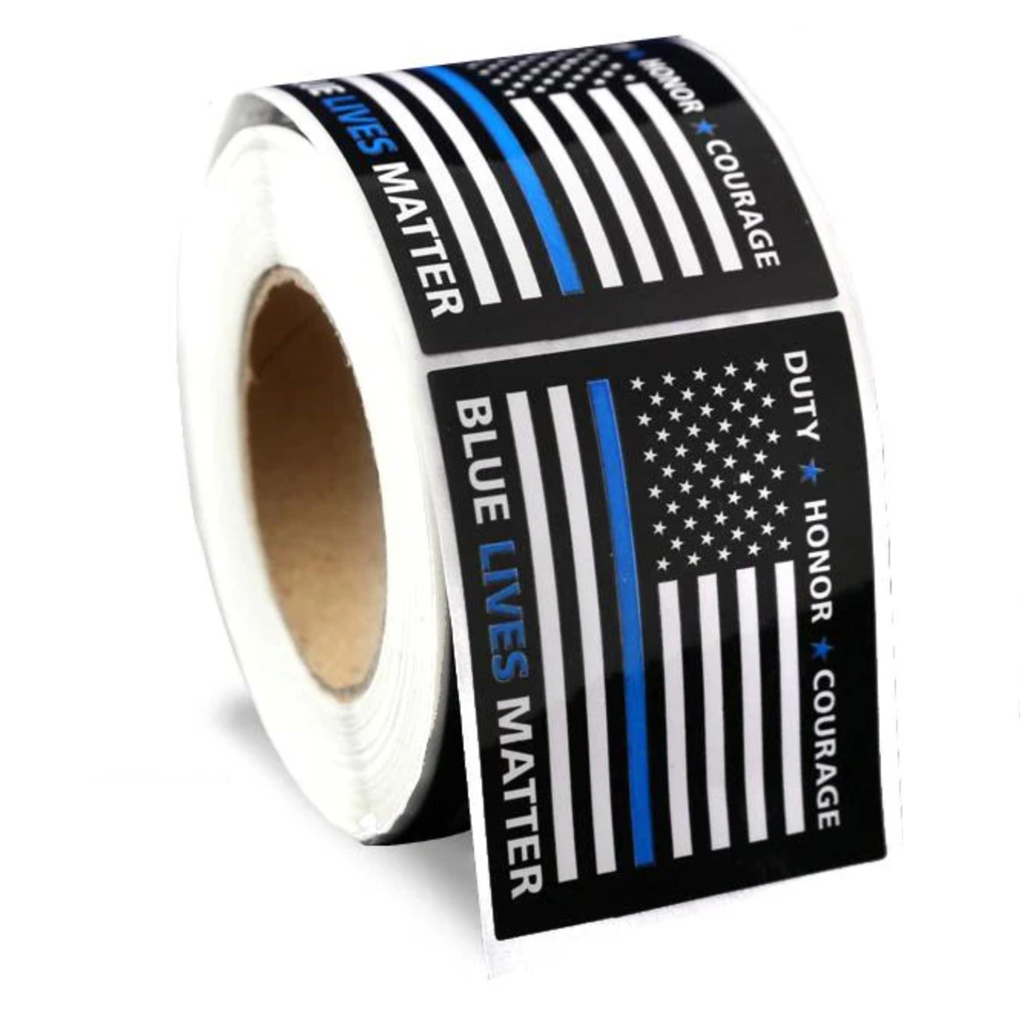 Fundraising For A Cause 250 Police Support Stickers - Roll of 250 Blue Lives Matter Flag Stickers