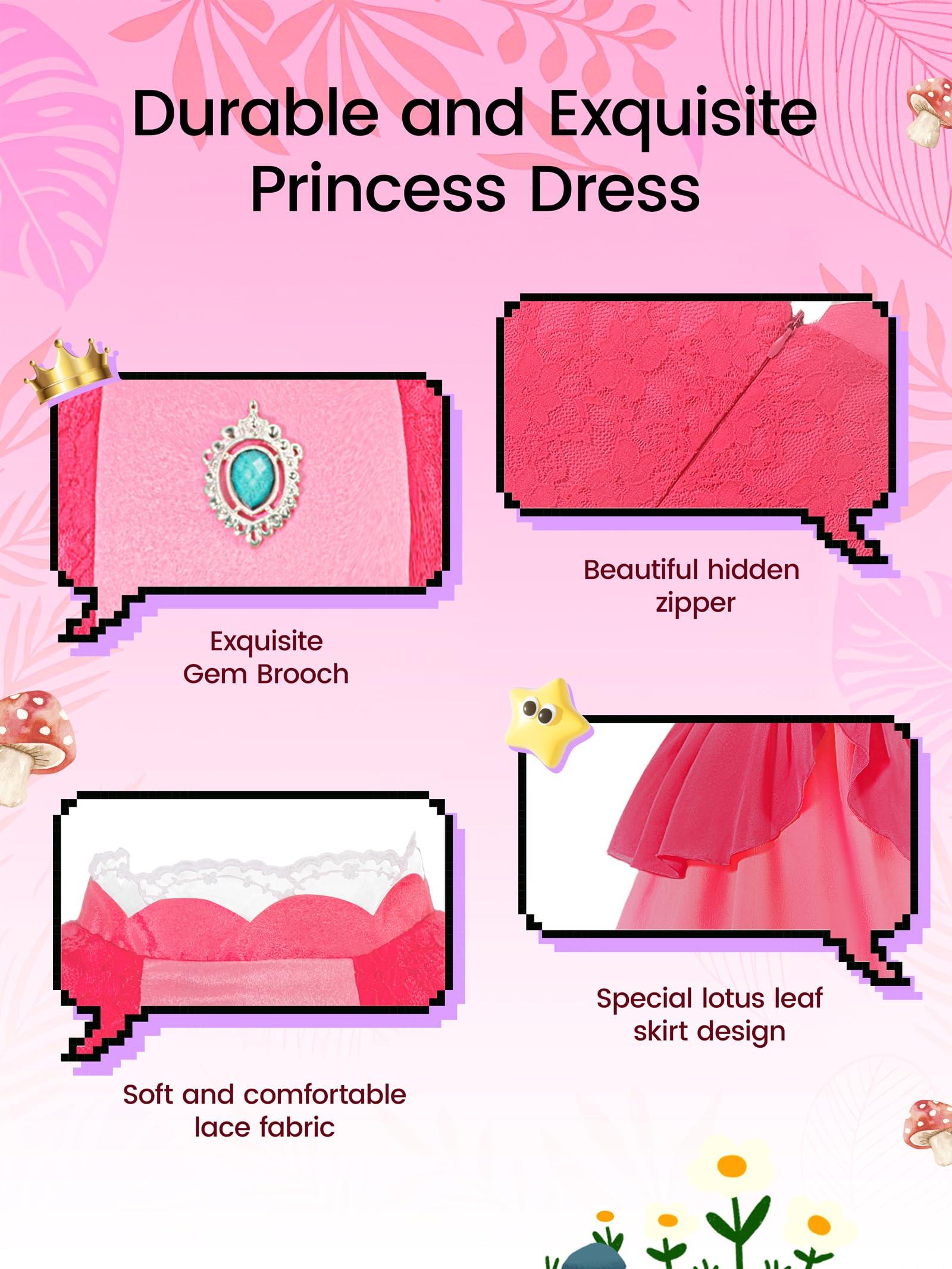 UPORPOR UPORPOR Princess Dresses Girls Halloween Costume for Girls Toddler Pink Princess Dress up Clothes, Light Lining, 2-3 Years Old