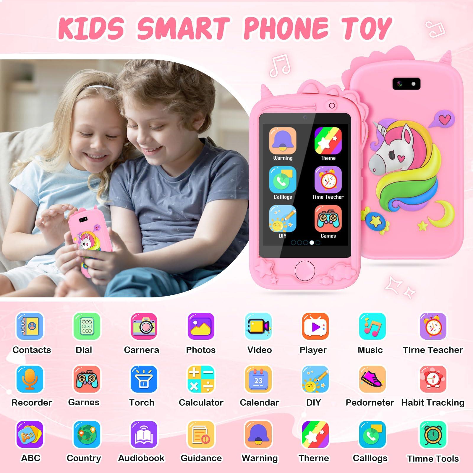 ele ELEOPTION Smart Phone for Kids Toys, Touchscreen Toy Phone for Girls Boys, Kids Phone with Games Interactive Learning Toys for 3 4 5 6 7 8 9 10 Year Old Christmas Birthday Gifts Pink
