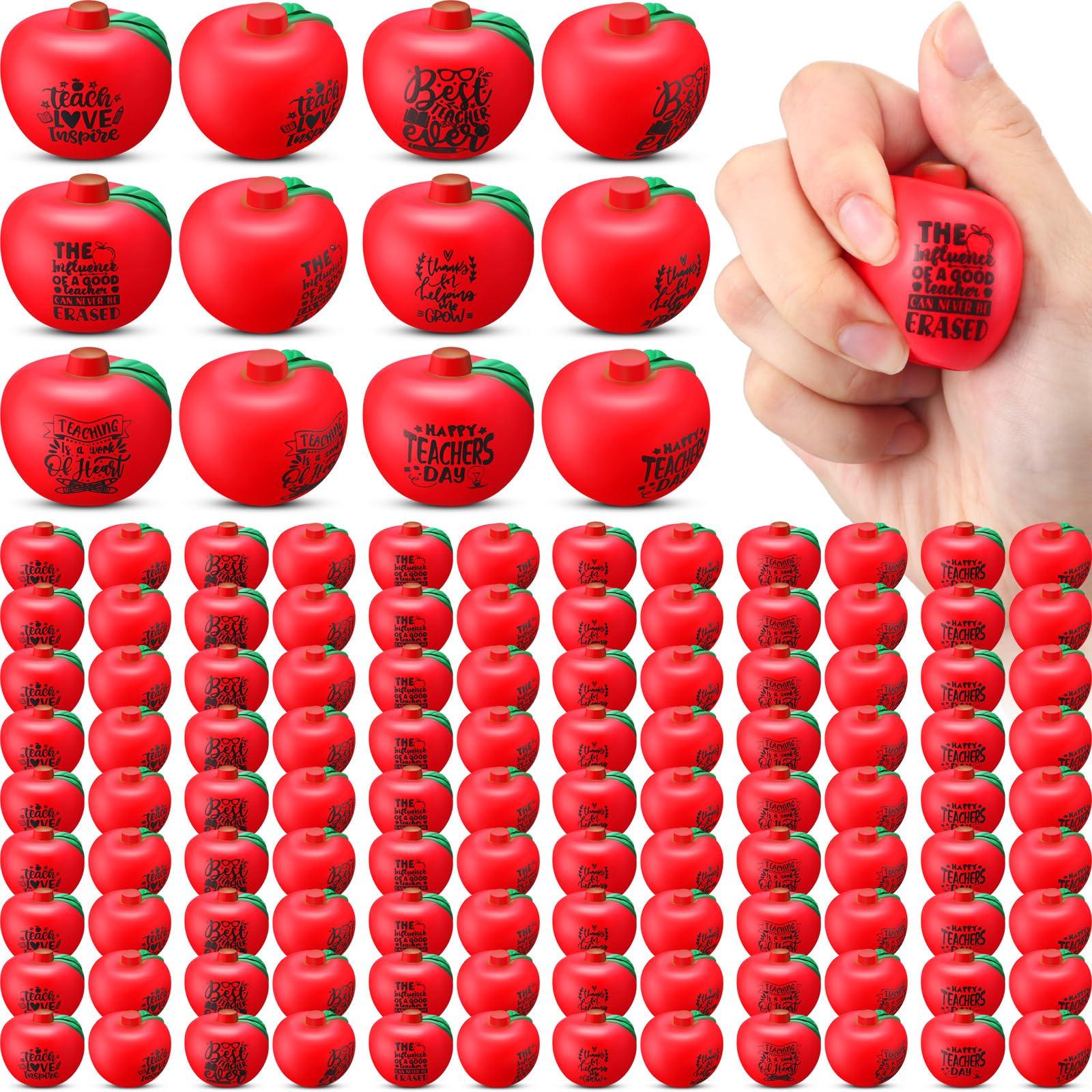 ShinyRelief ShinyRelief 120 Pcs Teacher Stress Relief Balls Thank You Stress Balls Bulk Squeeze Foam Soft Apple Shaped Teacher Appreciation Stress Balls Motivate Encourage Toys for Teacher's Day Gifts