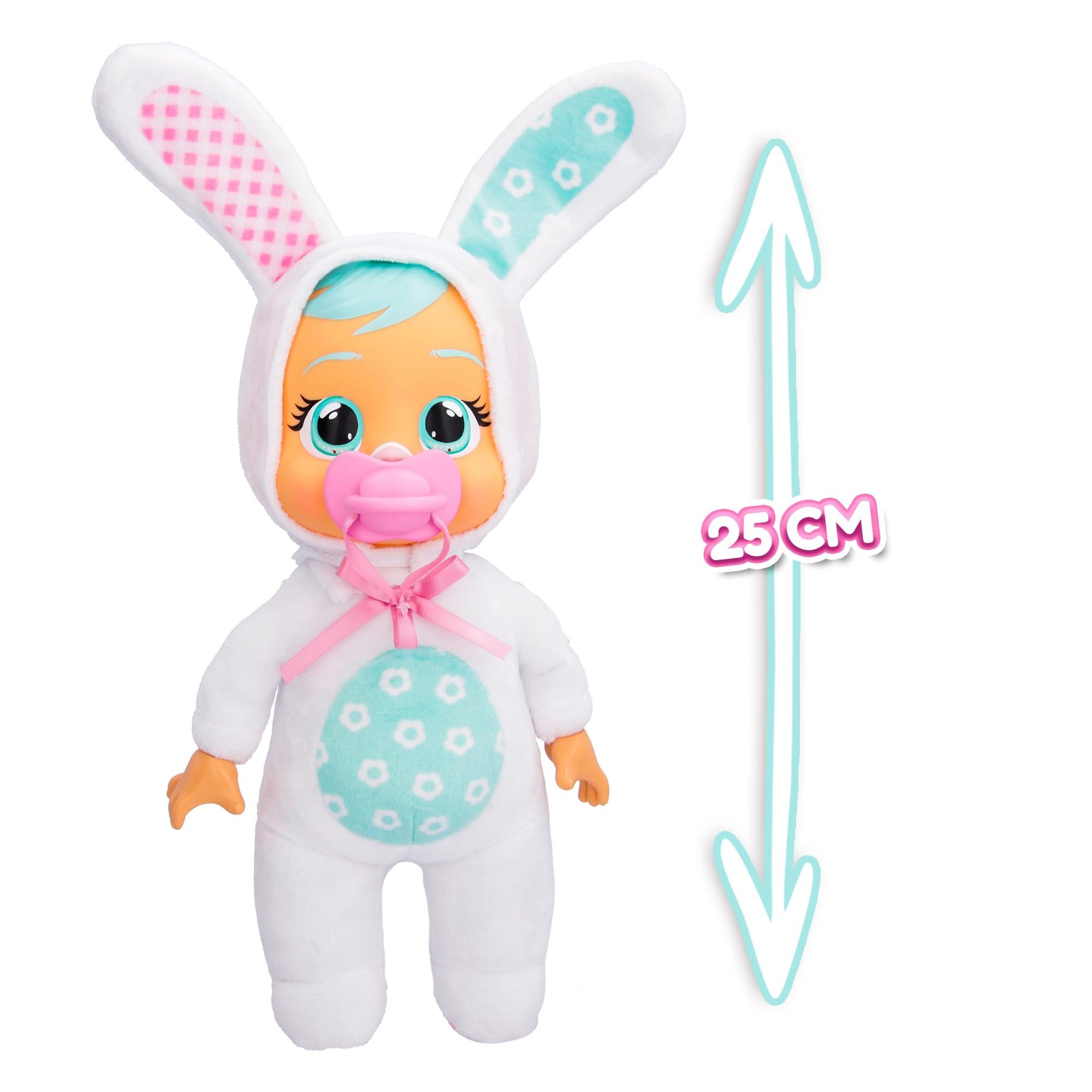 Cry Babies Magic Tears Cry Babies Tiny Cuddles Bunnies Honey - 9 inch Baby Doll, Cries Real Tears, White Bunny Themed Pajama