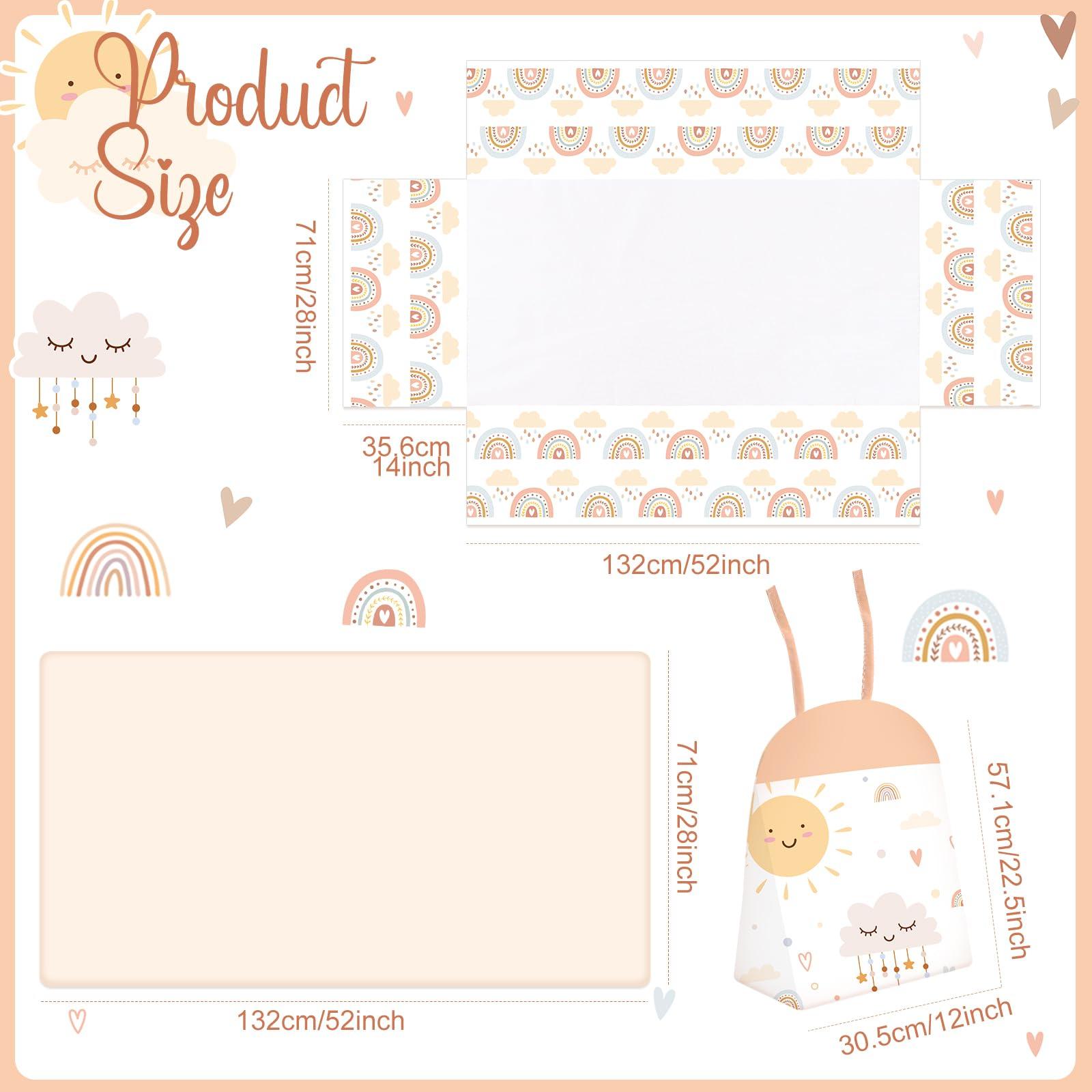 Hahafelt Hahafelt 4 Pieces Rainbow Boho Crib Bedding Set for Girls and Boys, Bohemian Soft Baby Bedding Set Including Crib Skirt, Comforter, Crib Sheet and Diaper Stacker for Nursery