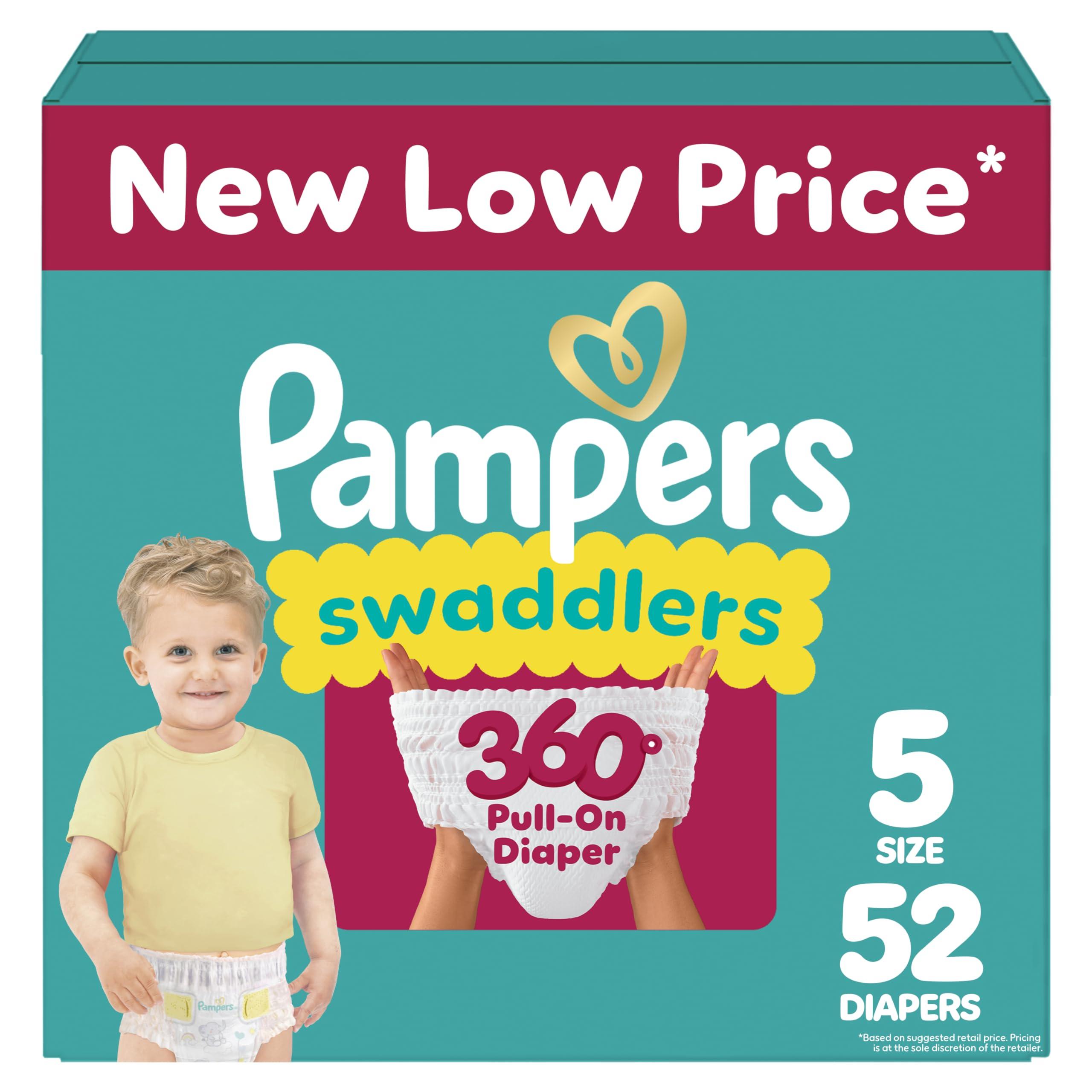 Pampers Pampers Diapers - Swaddlers 360 - Size 5, 52 Count, for up to 100% Leakproof Premium Skin Protection