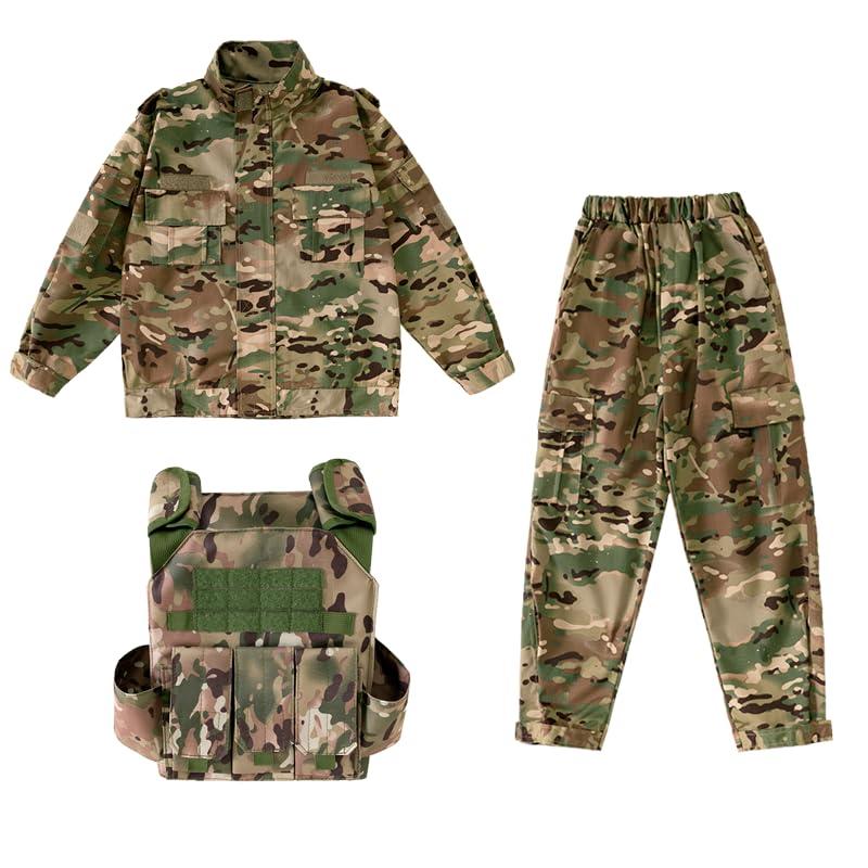 Klocerg Klocerg Children\'s Army Special Forces Clothing Children\'s Camouflage Single Soldier Clothing Helmet Backpack Soldier Boy (12-13/150)