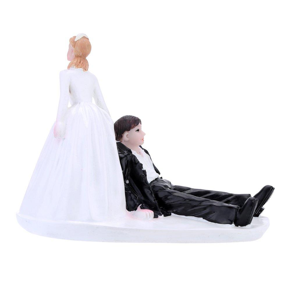 Ailgely Ailgely Bride Dragging Groom Cake Topper,Funny Wedding Cake Toppers Bride and Groom,Figurine Wedding Cake Topper Romantic Wedding Party Decoration Adorable Gift