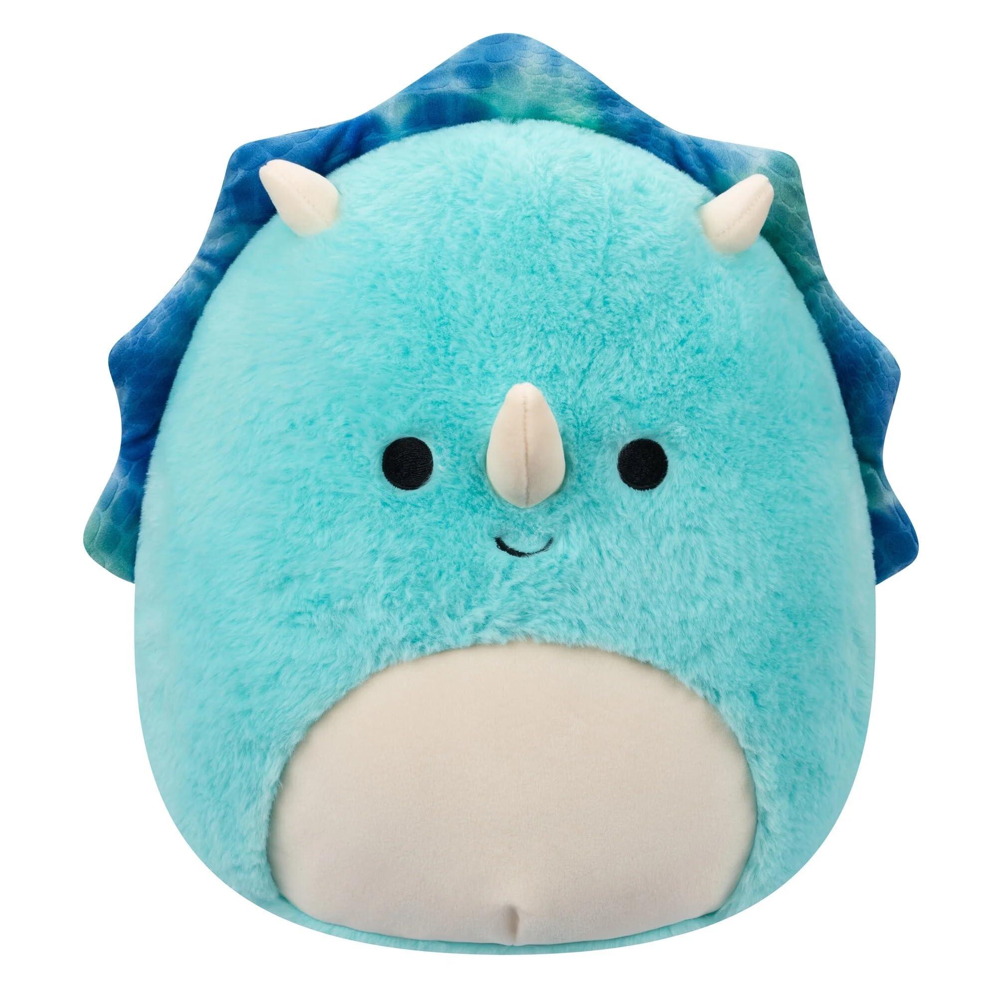 Squishmallows Squishmallows Oficial Kellytoy Plush Fuzzamallows (16 Inch, Malik Blue Triceratops)