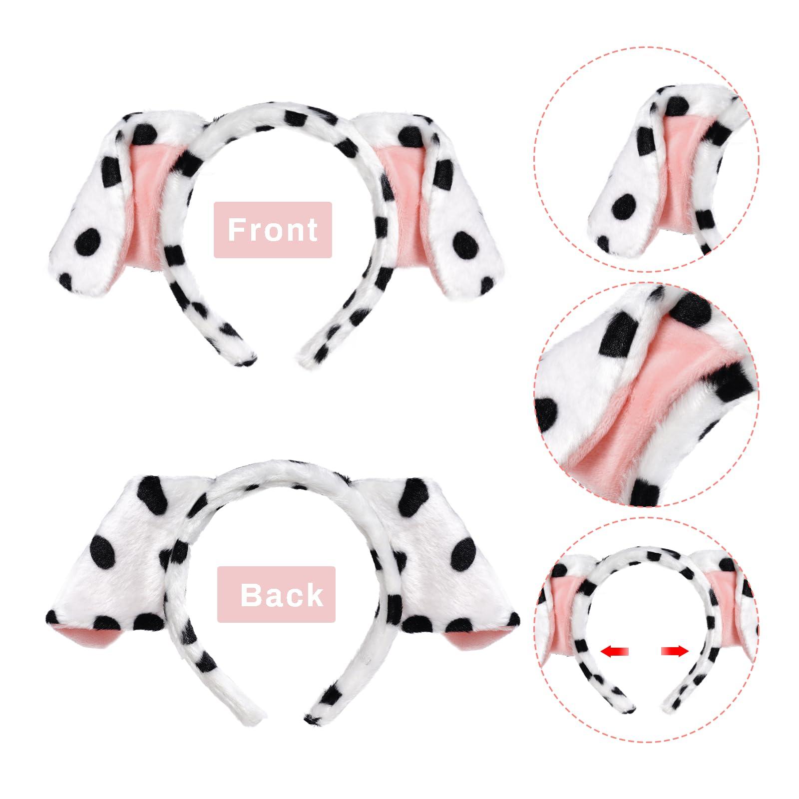 Jmkcoz Jmkcoz Dalmatian Ears Headband and Tail Set Fancy Animal Dalmatian Dog Costume for Halloween Dress Up Cosplay Party