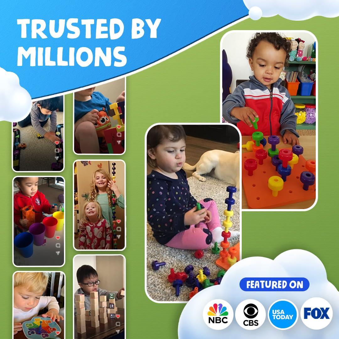 Skoolzy Skoolzy Montessori Sensory Pegboard 33 Piece Set - Develop Sensory Play Occupational Therapy STEM Learning Educational Toys for Kids 2+ - Includes Foam Board, Lacing String, Dice, Storage Bag, eBook