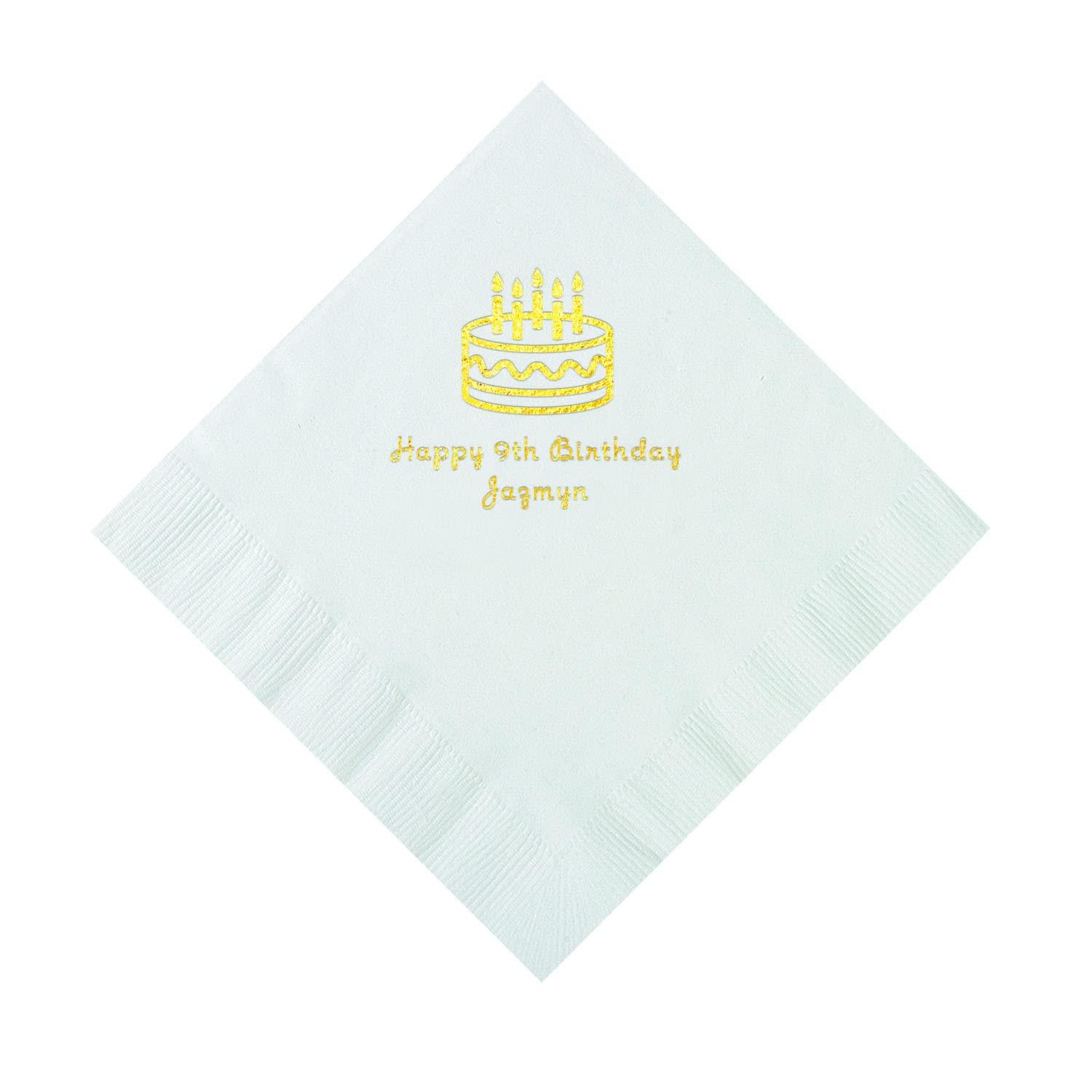Fun Express White Birthday Cake Personalized Napkins - Luncheon - Party Supplies - 50 Pieces