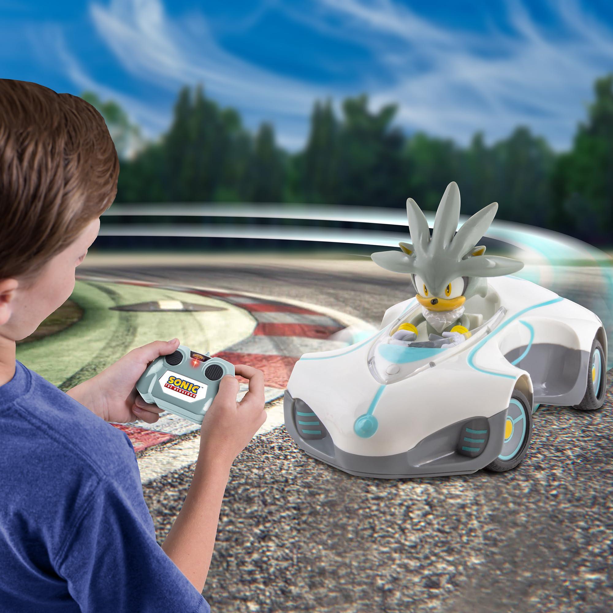 NKOK NKOK 1/28 Scale 2.4GHz RC Sonic 2PK RC Sonic & Silver; Officially Licensed; Full Function Radio Control; Detailed 6.5 Vehicle and Character; Grippy Tires; Adjustable Front Wheels