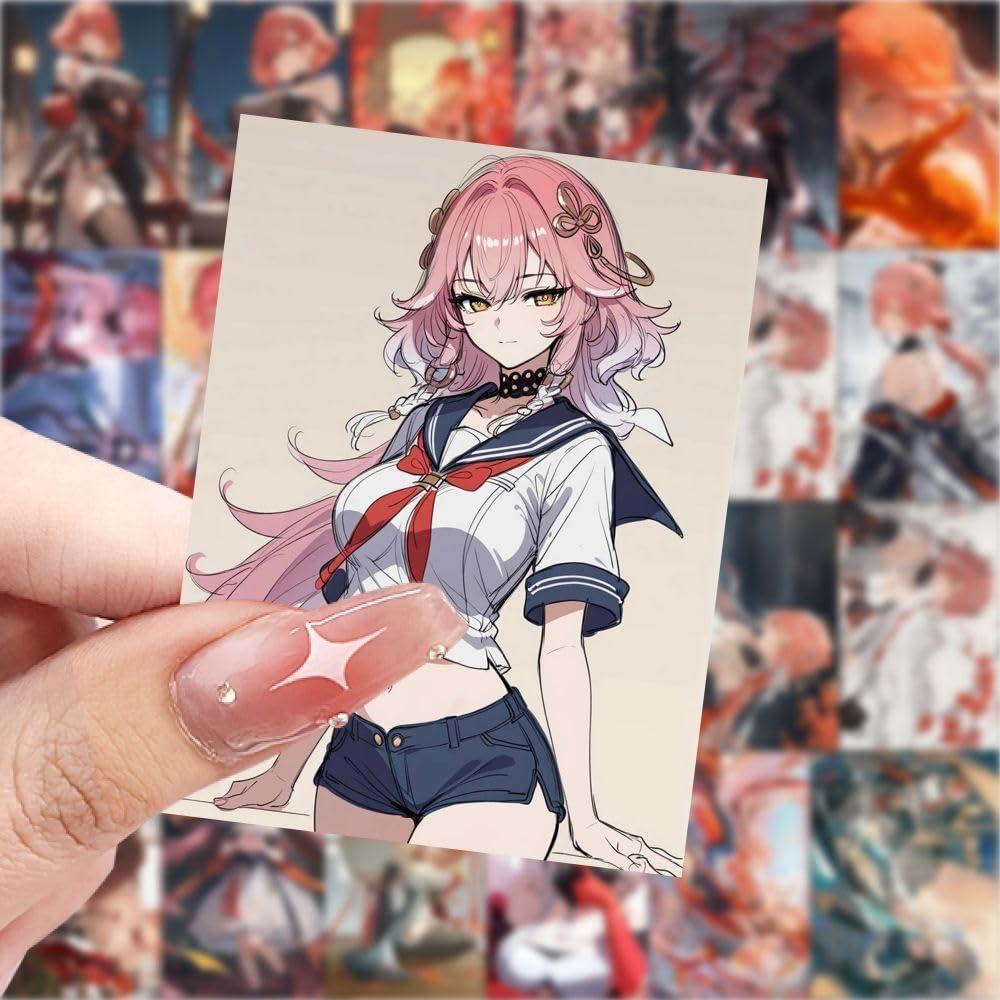 TEMIHrbe Changli Stickers for Game Wuthering Waves 126Pcs 1.5 * 1.1inch Stickers Removable DIY Material Decoration