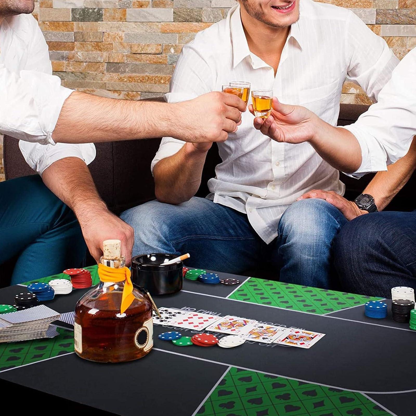 NVYAZJ NVYAZJ Portable Pokers Tablecloth, 10 Player Poker Mat with Rubber Non Slip Foldable Washable 70.9x35.4inch, Poker Felt Table Cover for Poker Games, Blackjack, Casino Green