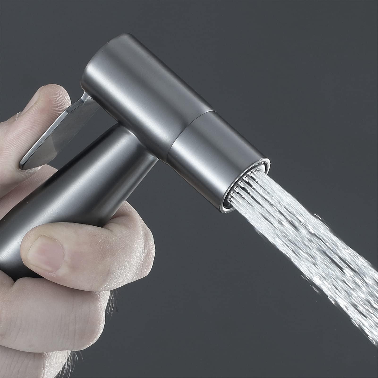 FJYDM Hand Held Bidet Sprayer, Toilet Sprayer Gun for Bathroom Stainless Steel, Shower Head Self Cleaning Bathroom Fixture,Spray Gun Set (Size : Spray Gun Set)