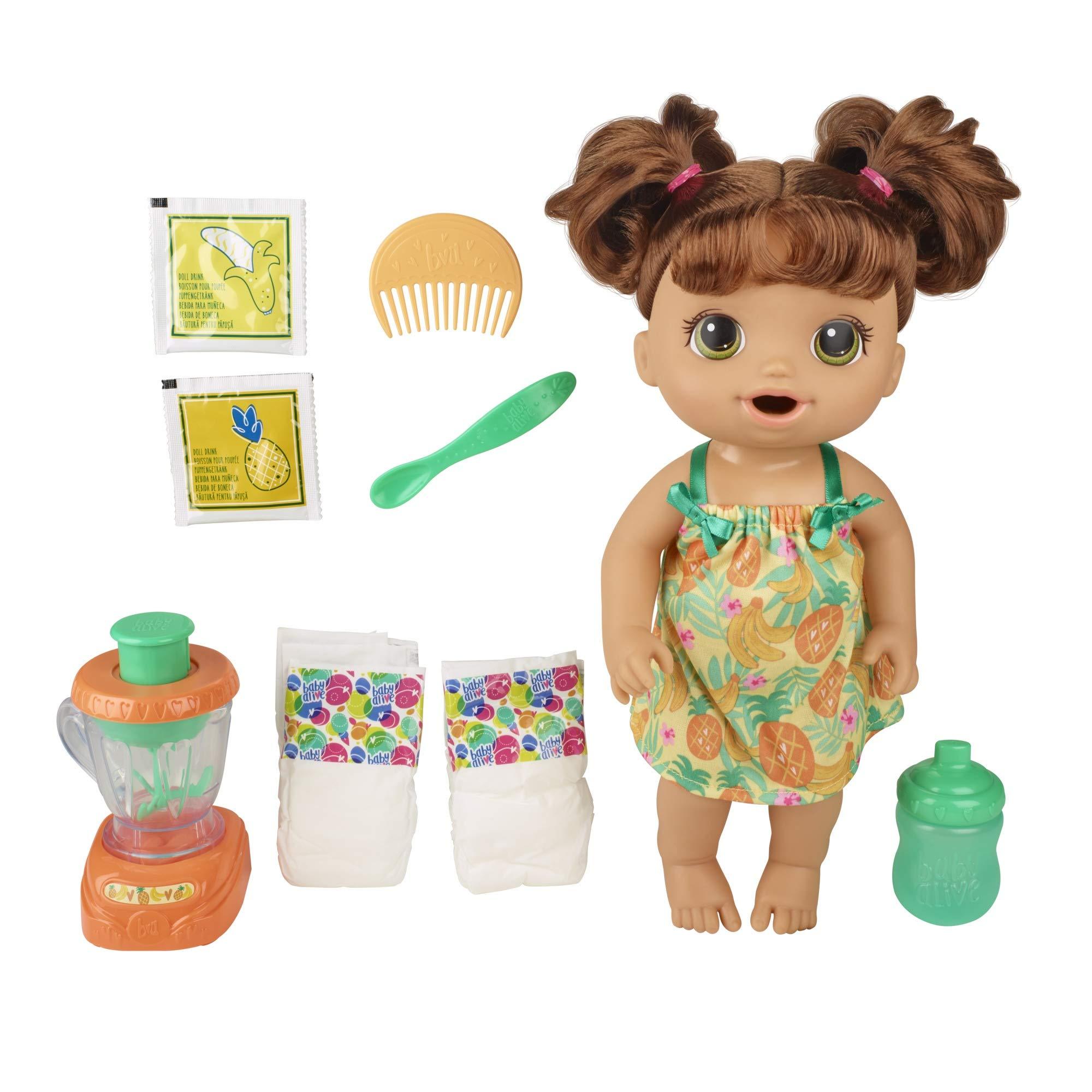 Baby Alive Baby Alive Magical Mixer Baby Doll Tropical Treat with Blender Accessories, Drinks, Wets, Eats, Brown Hair Toy for Kids Ages 3 and Up