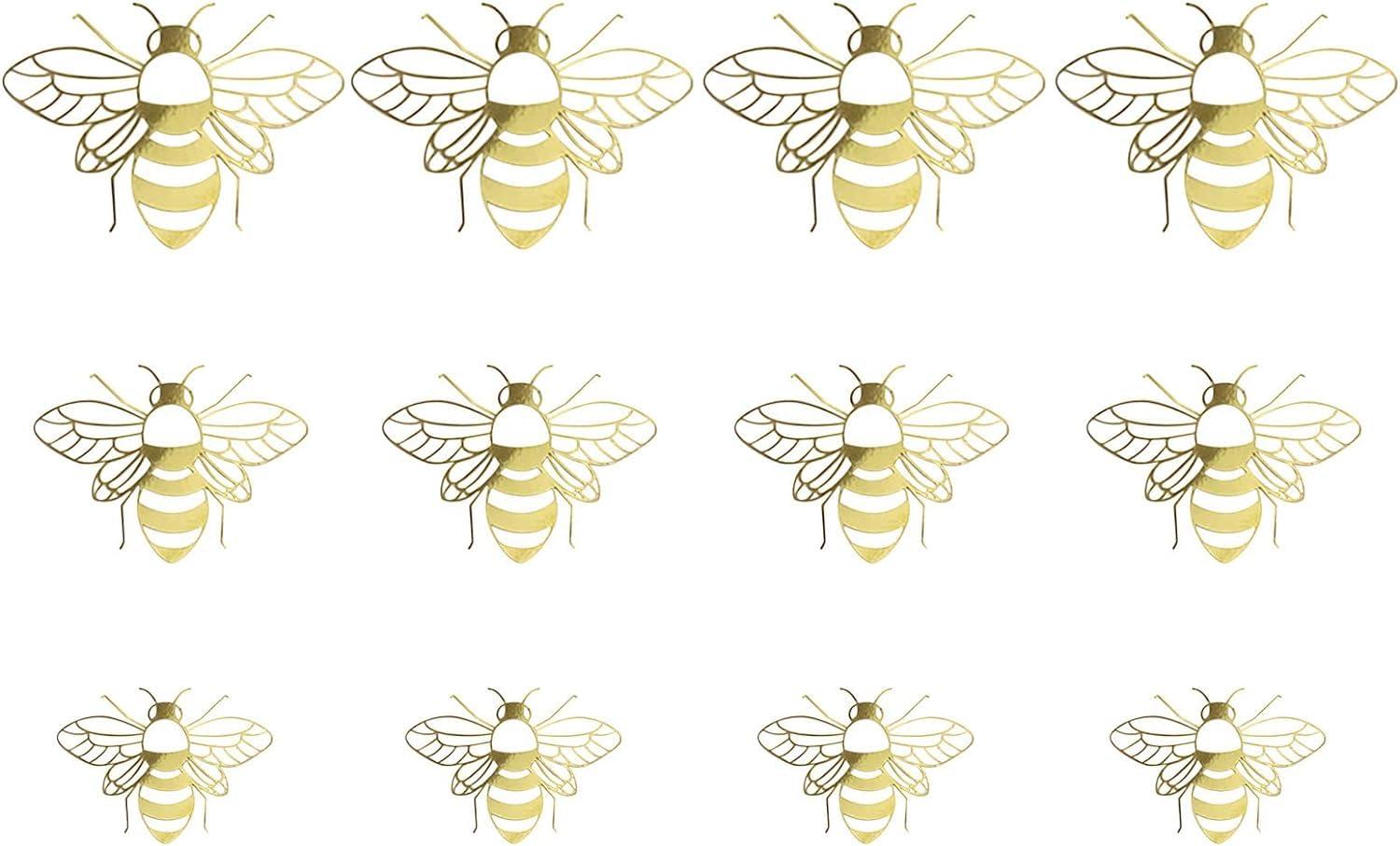 YuanHolumid Bee Wall Decals Honey Bee Wall Decor Bee Wall Stickers Gold Honey Bee Decals,Honeycomb Wall Decals,Removable DIY Bee Decoration Decals for Kids Bedroom Living Room Nursery Wall Stickers and Murals