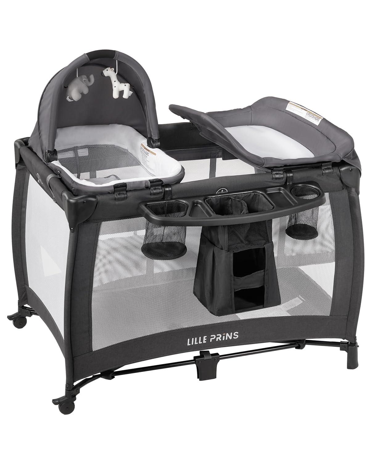 LILLEPRINS LILLEPRINS 4 in 1 Pack and Play with Bassinet, Diaper Changing Table for Newborn Infant, Portable Baby Playpen for Babies and Toddlers