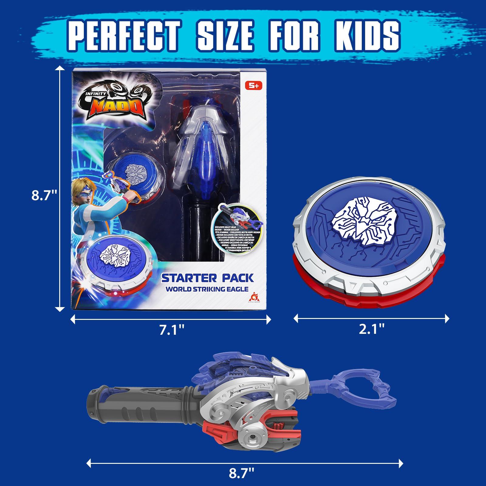 INFINITY NADO INFINITY NADO Bey Battling Blade Toys, Metal Brust Gyro Toys for Boys and Girls Age 5+, Battle Set with Spinning Top & String Launcher, Spinning Tops Boy Toys Kids Gifts, World Striking Eagle