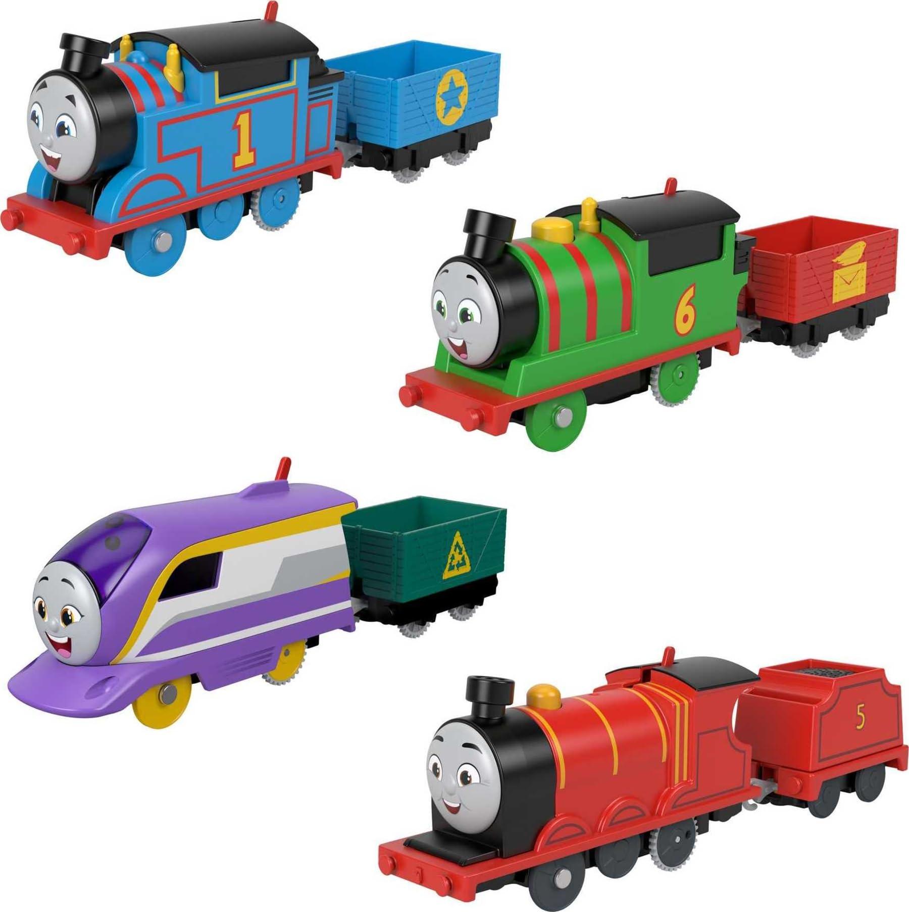 Thomas & Friends Thomas & Friends Motorized Toy Trains Set of 4 Engines, Thomas Percy Kana & James for Preschool Pretend Play Kids Ages 3+ Years