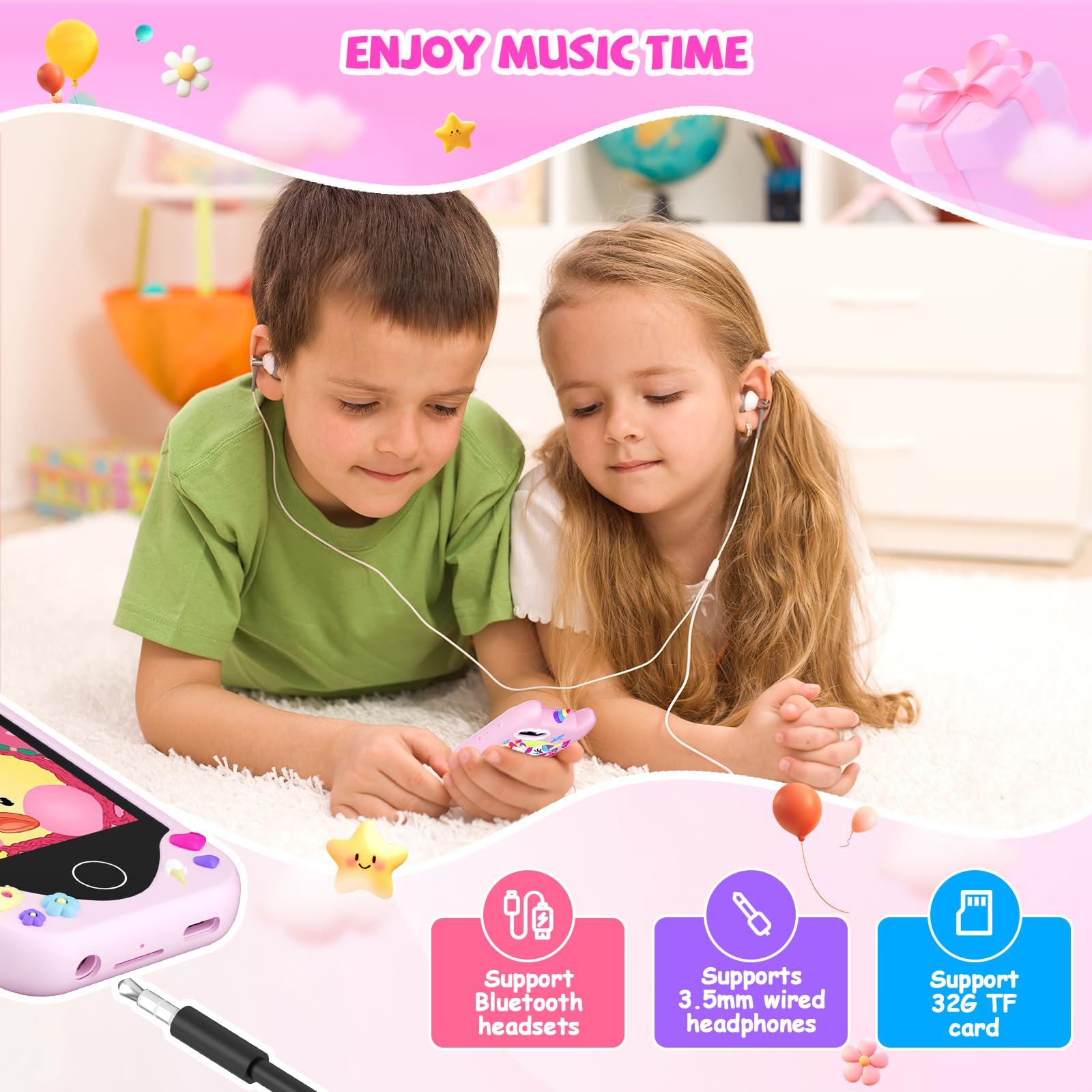 Yosfeng Kids Smart Phone for Girls Gifts - Toddler Christmas Birthday Gift for Age 3 4 5 6 Year Old, Kids Cell Phone Toy with Touchscreen, Dual Cameras, Learning, Music Player, Games with 32 GB Card