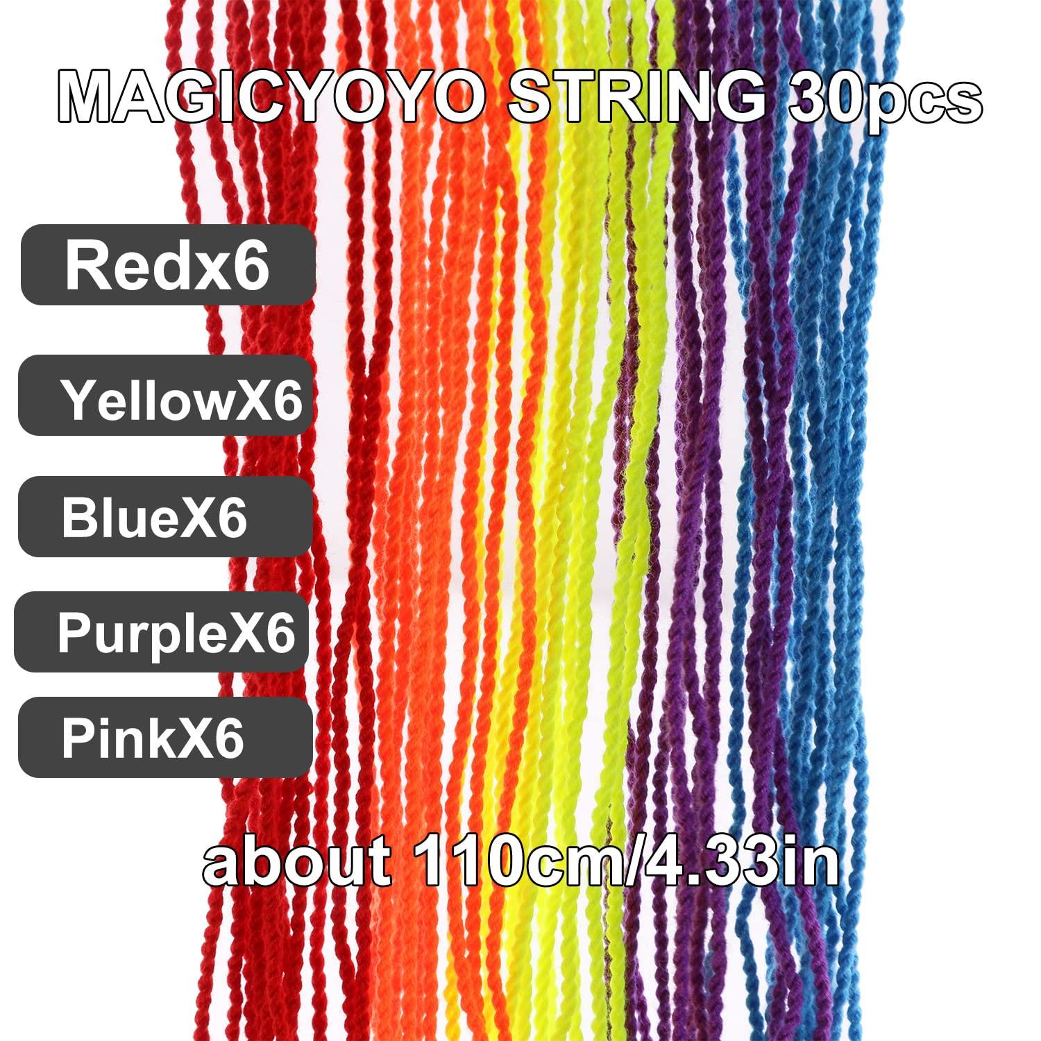 MAGICYOYO MAGICYOYO 30 Pack Professional Yoyo String for Responsive Yoyo & Unresponsive, 100% Polyester Yoyos Strings Replacement for Plastic, Metal Yo-Yos ( Blue, Green, White, Yellow, Orange Kit Mixed)