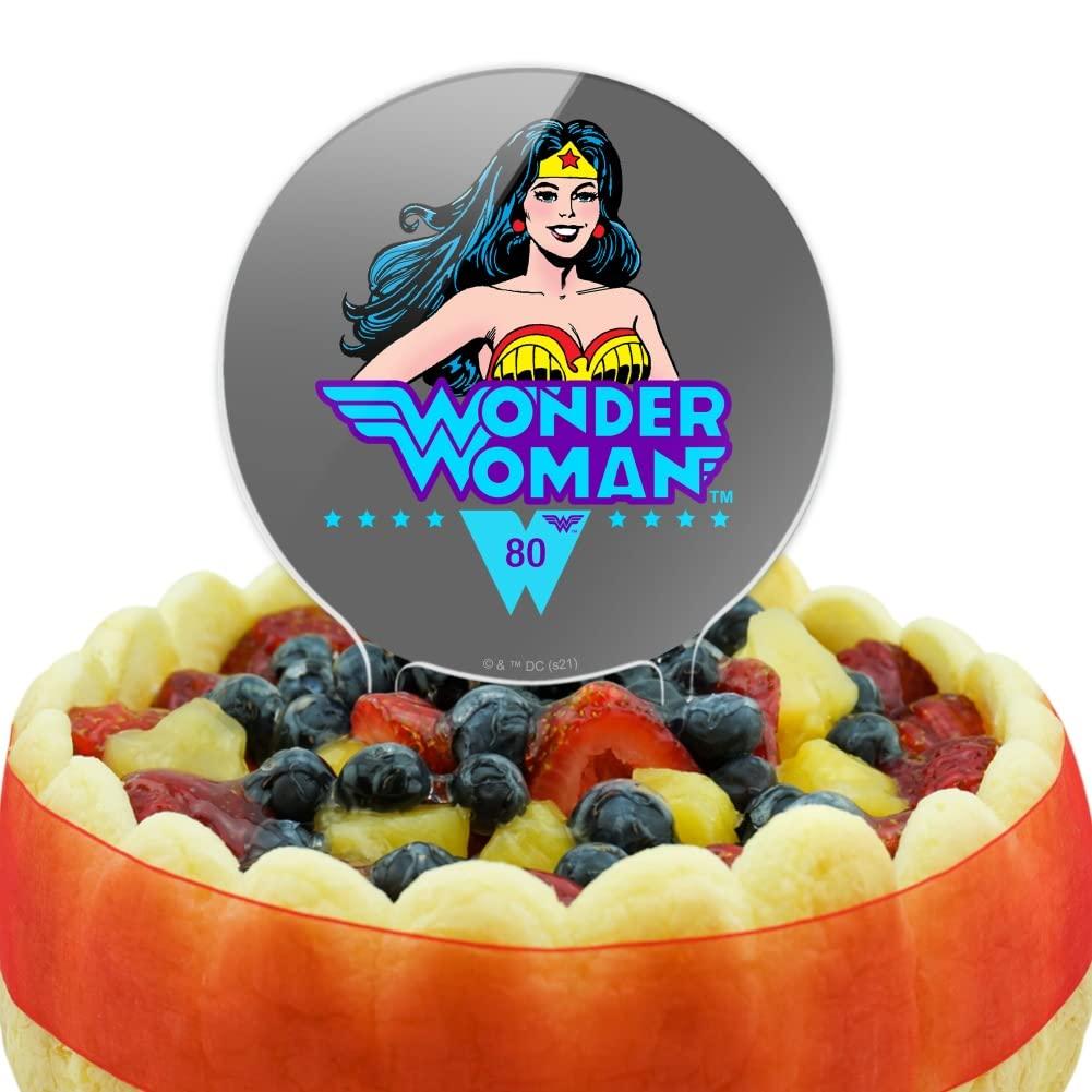 GRAPHICS & MORE Acrylic Wonder Woman 80th Classic Comic Smile Cake Topper Party Decoration for Wedding Anniversary Birthday Graduation