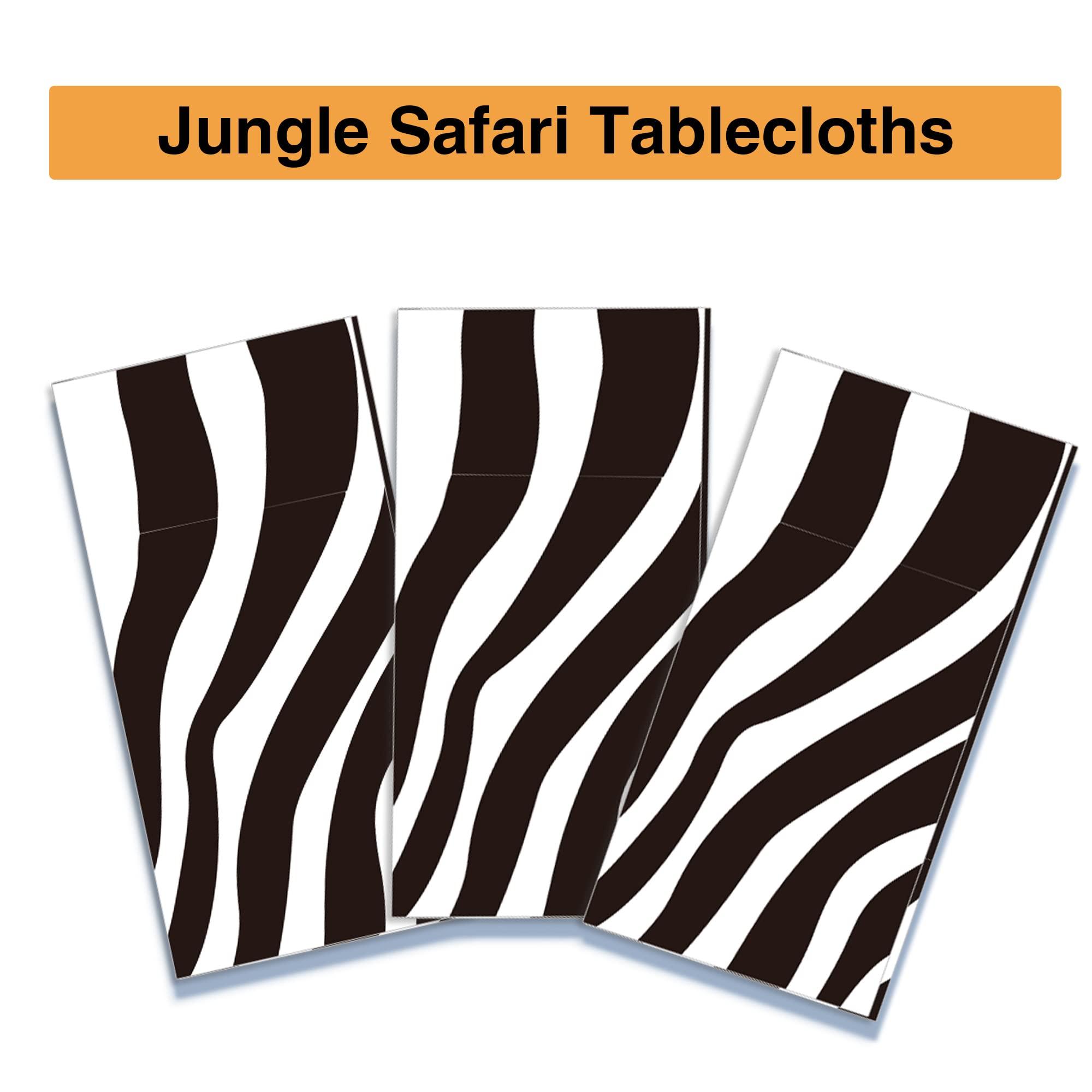 Adirasenotek Adirasenotek 3Pack Zebra Print Decor Tablecloths for Party Animal Theme Party Tablecloths Jungle Party Table Cover 3D Print Table Cover, Jungle Party Supplies for Party,Birthday, Baby Showers (Zebra)