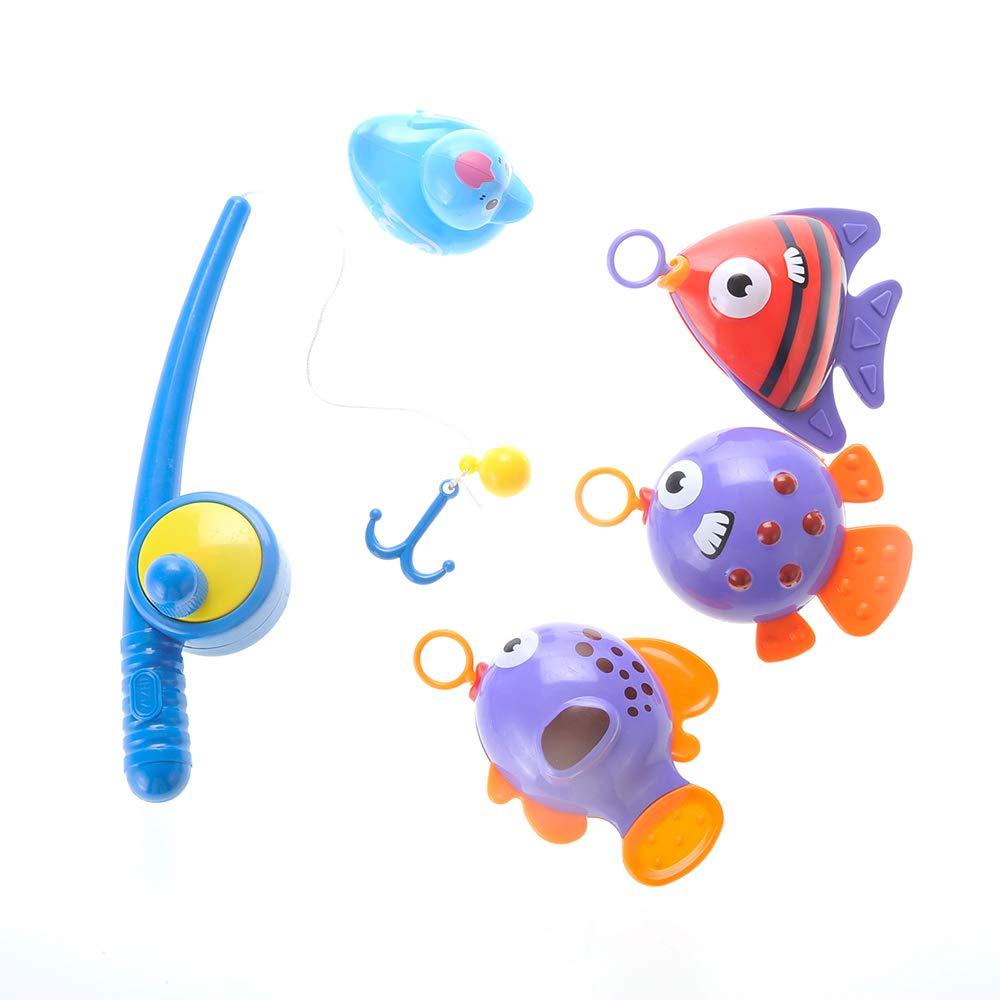 PowerTRC PowerTRC Baby Bath Toy Fishing Set | Hook and Reel Fishing Toy Bathtub, Pool Playset with a Fishing Rod, 3 Fishes & a ducky for Kids Ages 3+