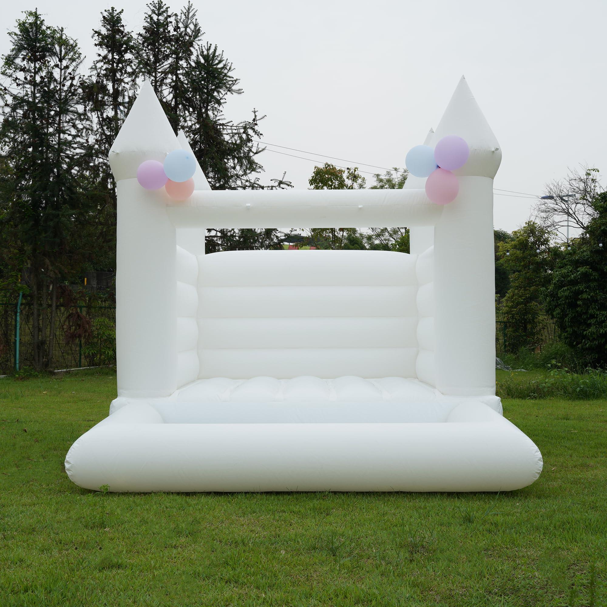 Blatesic Blatesic White Bounce House with Ball Pit for Kids,Inflatable White Bounce House with Blower for Yard, Bounce House for Wedding, Birthday, Baby Shower Business Photography(13x10x10FT)