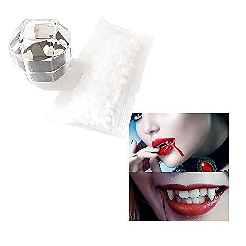 Setaria Viridis Setaria Viridis Vampire Teeth Vampire Fangs Cosplay for Costume Prop Party Favors Decoration 4 Pairs with Adhesive (White)