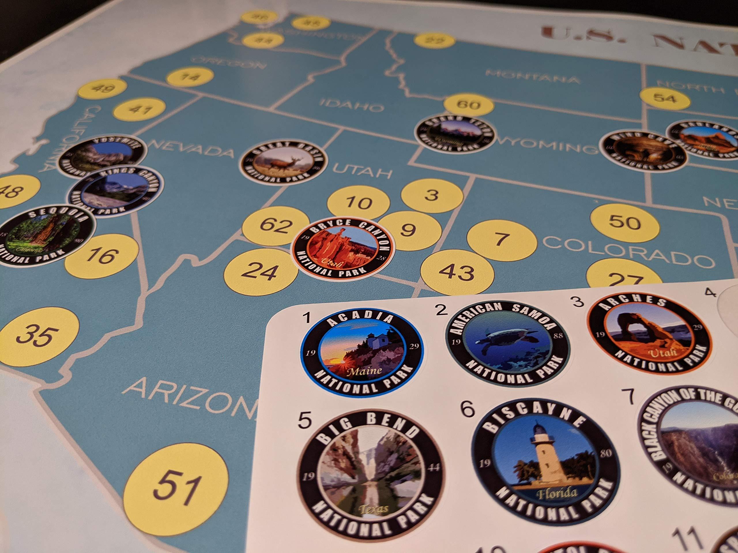 ProStickersUSA Collection 63 Stickers Set All US National Parks and Large Size Map of U.S. National Parks.17 x 27 inch with Tube Box.