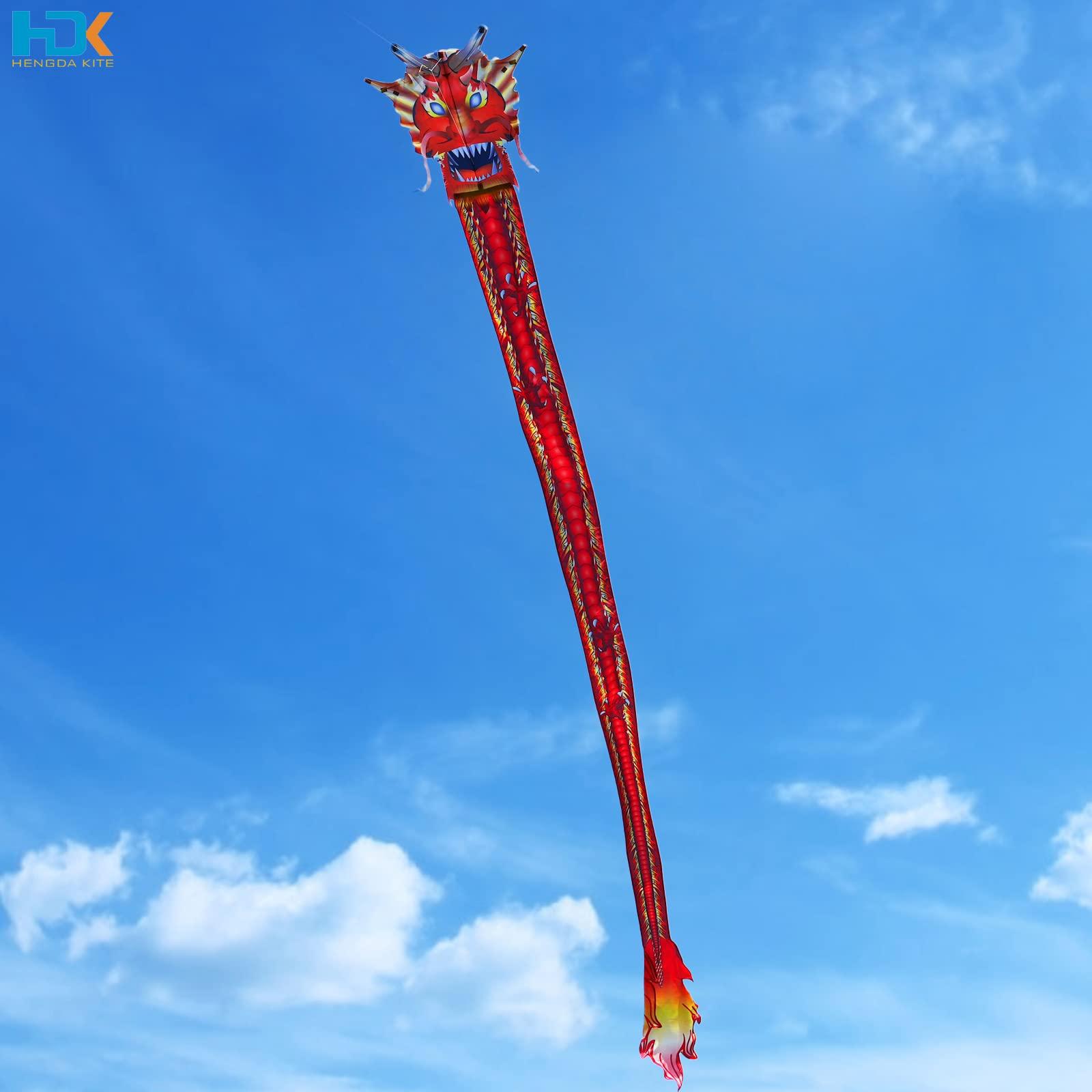 HENGDA KITE HENGDA KITE-Upgrade Classical Dragon Kite Stereoscopic Dragon Kites for Kids & Adults Easy to Fly for Beginner Easter 55inch x 62inch Single Line with Tail
