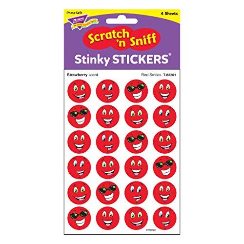 Trend Enterprises Red Smiles, Strawberry scent Scratch \'n Sniff Stinky Stickers Small