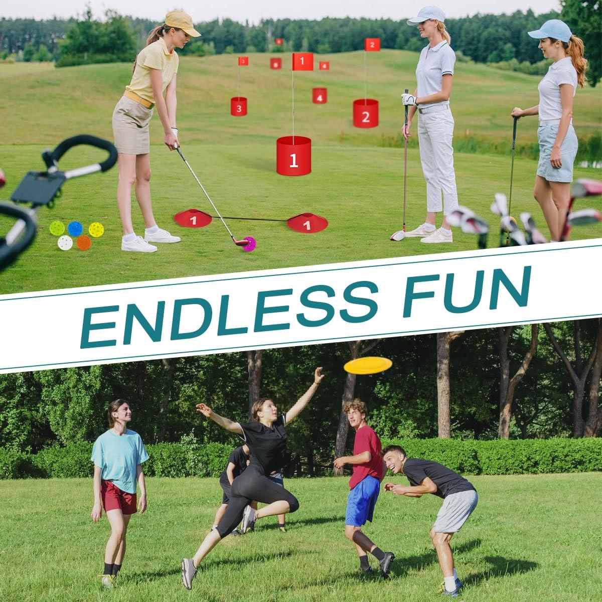 FINCOME FINCOME Golf Yard Bucket Games 9 Holes Golf Practice Game with Flag, Golf Chipping Game for Kids and Adults Outdoor Indoor Portable Backyard Golf Game for Park, Beach, Backyard, Lawn