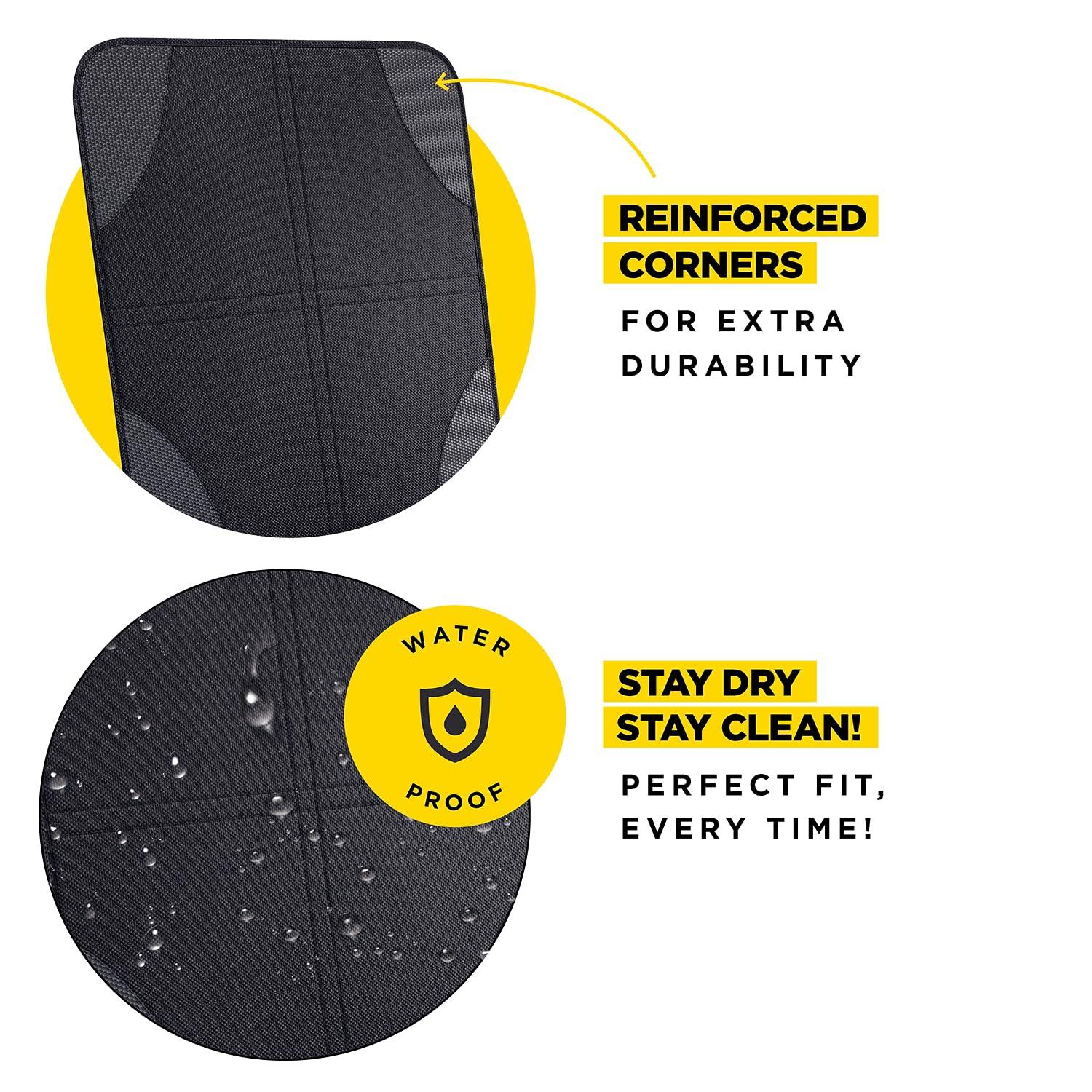 lebogner Car Seat Protector For Child Car Seat, Car Seat Protection For Baby Carseat, Non-Slip Seat Protector Under Baby Car Seat, Thick Padding Seat Cover For Car Seat With 2 Mesh Storage Pockets, 2 Pack