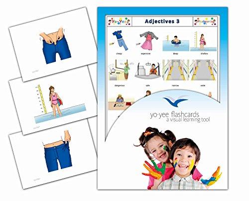 Yo-Yee Flashcards Yo-Yee Flashcards Bundle - 4 Sets of Adjectives and Opposites Flash Cards - Vocabulary Picture Cards for Preschoolers, Toddlers 2-4, Kids and Adults