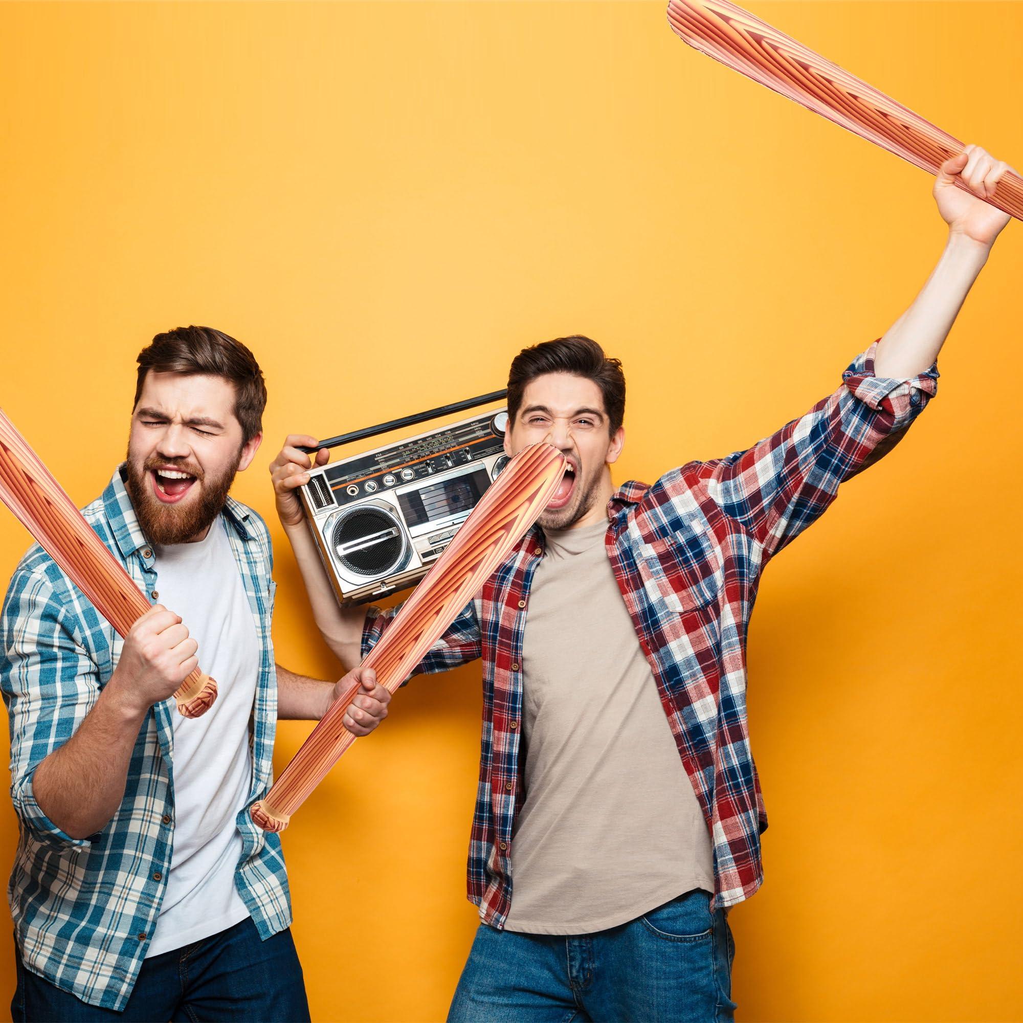 Sonarun Sonarun 40 Pack 31.5 Inch Inflatable Baseball Bat Blow up Wood Grain Baseball Bat Inflates for Carnival Birthday Pool Summer Beach Baseball Party Favors