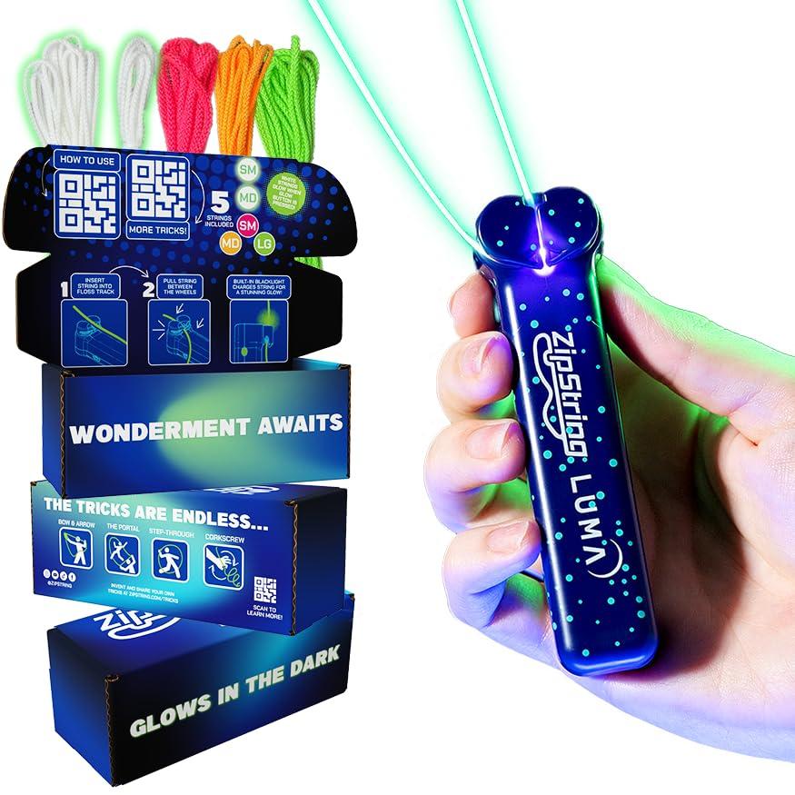 ZipString ZipString Luma - The Patented Glow-in-The-Dark Toy That Flies a Loop of String, Creates Endless Shapes and Tricks Built-in LED for Glowing Fun. Perfect STEM Gift for Kids & Adults. Wonderment Awaits