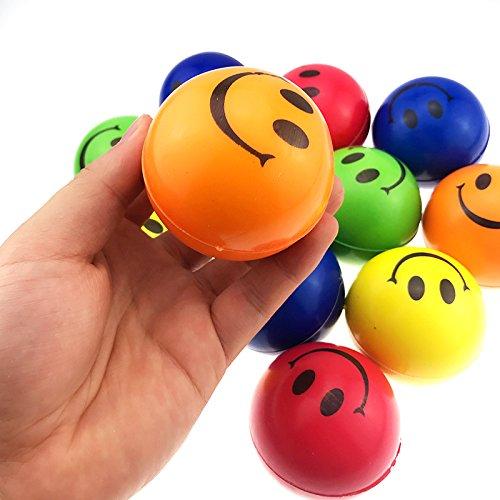 Akusety Akusety Neon Colored Smile Funny Face Stress Ball - Happy Smile Face Squishies Toys Stress Balls Bulk Pack of 12 Relaxable 2.5" Stress Relief Smile Squeeze Balls Fun Toys