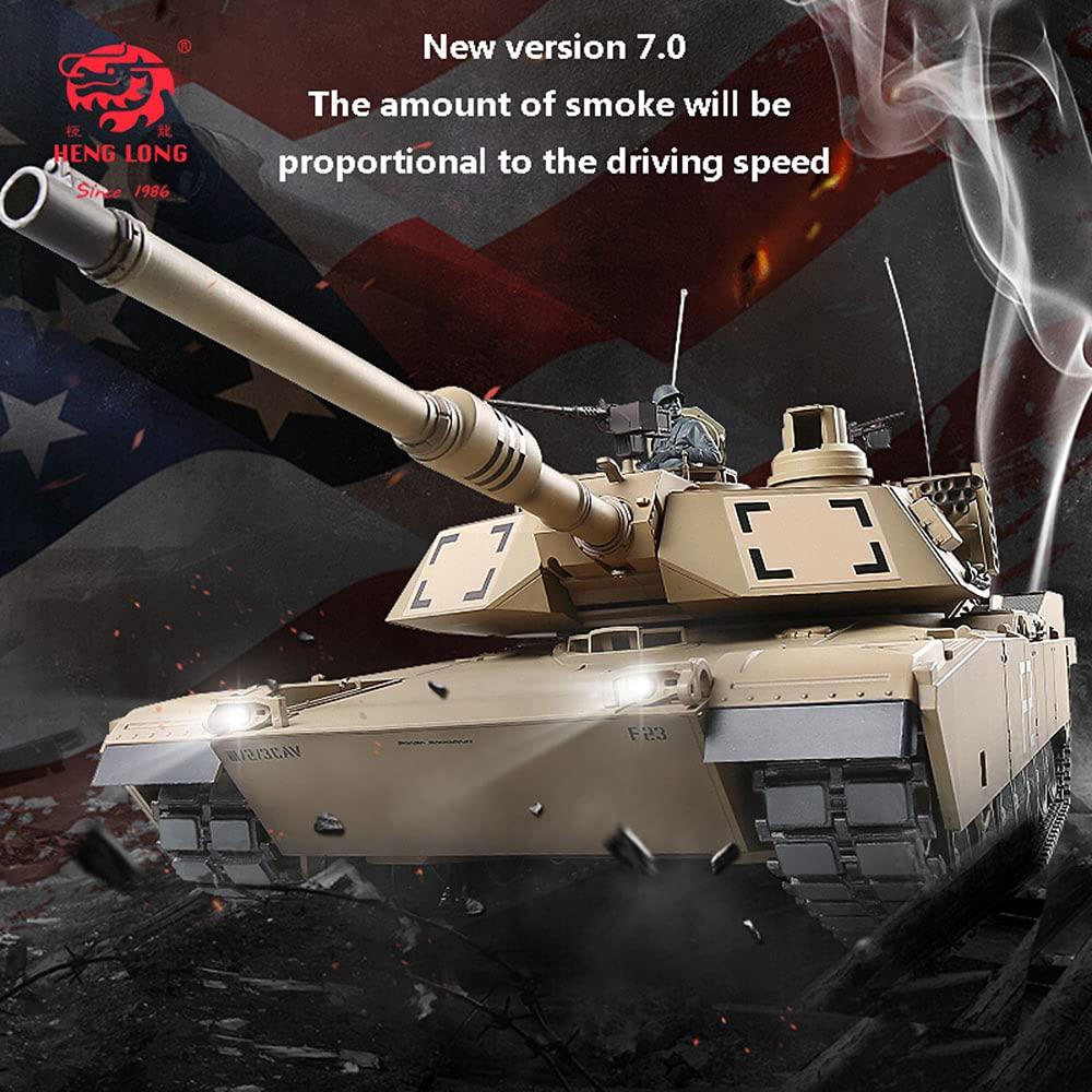 Siiykic RC Tank U.S. Army M1A2 Abrams Main Battle Tank 2.4Ghz 1/16 Scale Model Remote Control Tank The Latest 7.0 System Simulate Sound Effects and Smoke Shooting bb Bullets and Infrared Battle