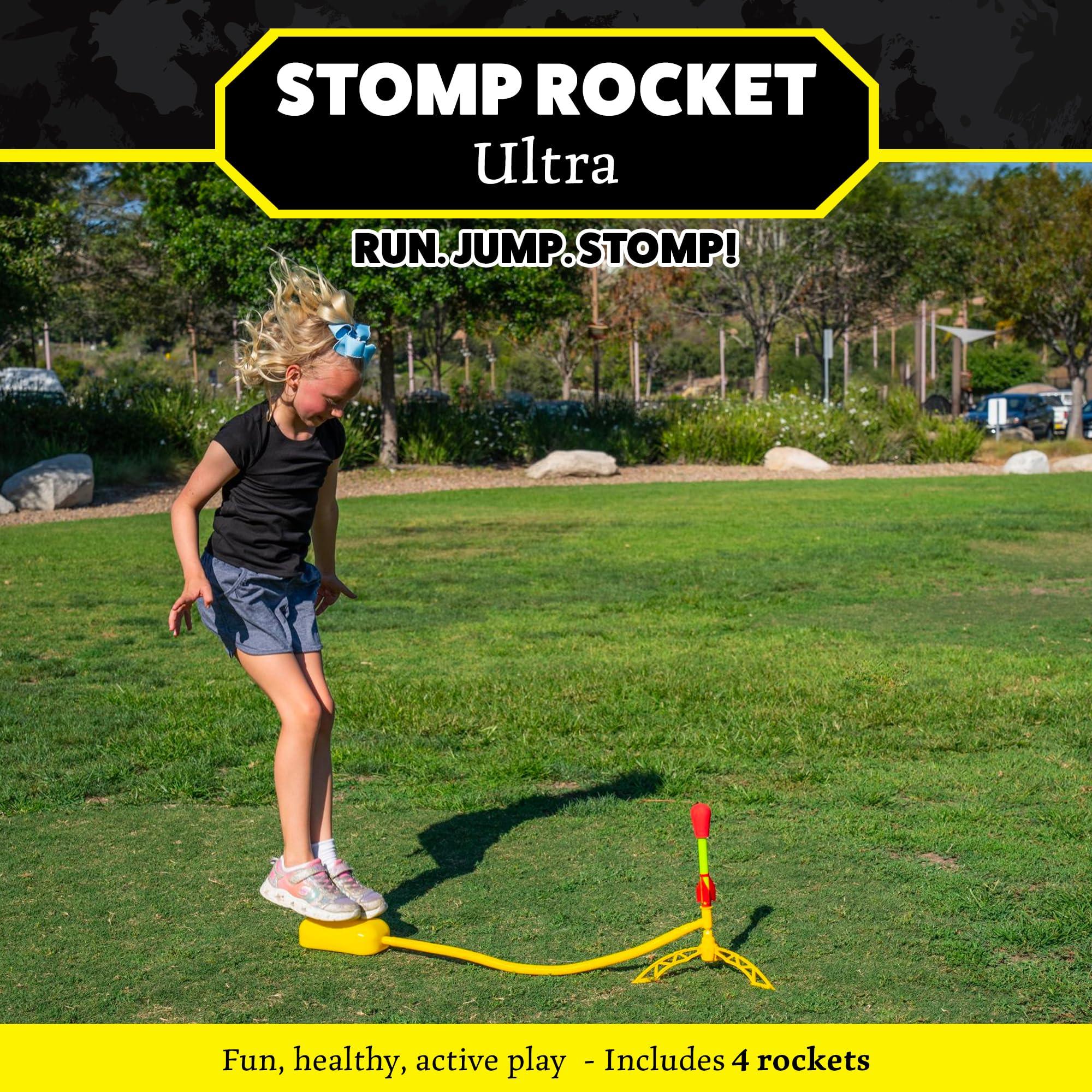 Stomp Rocket Stomp Rocket Ultra Rocket Launcher for Kids, 4 Rockets - Fun Backyard & Outdoor Kids Toys Gifts for Boys & Girls - High Flying Toy Foam Blaster Set - Multi-Player Adjustable Launch Stand