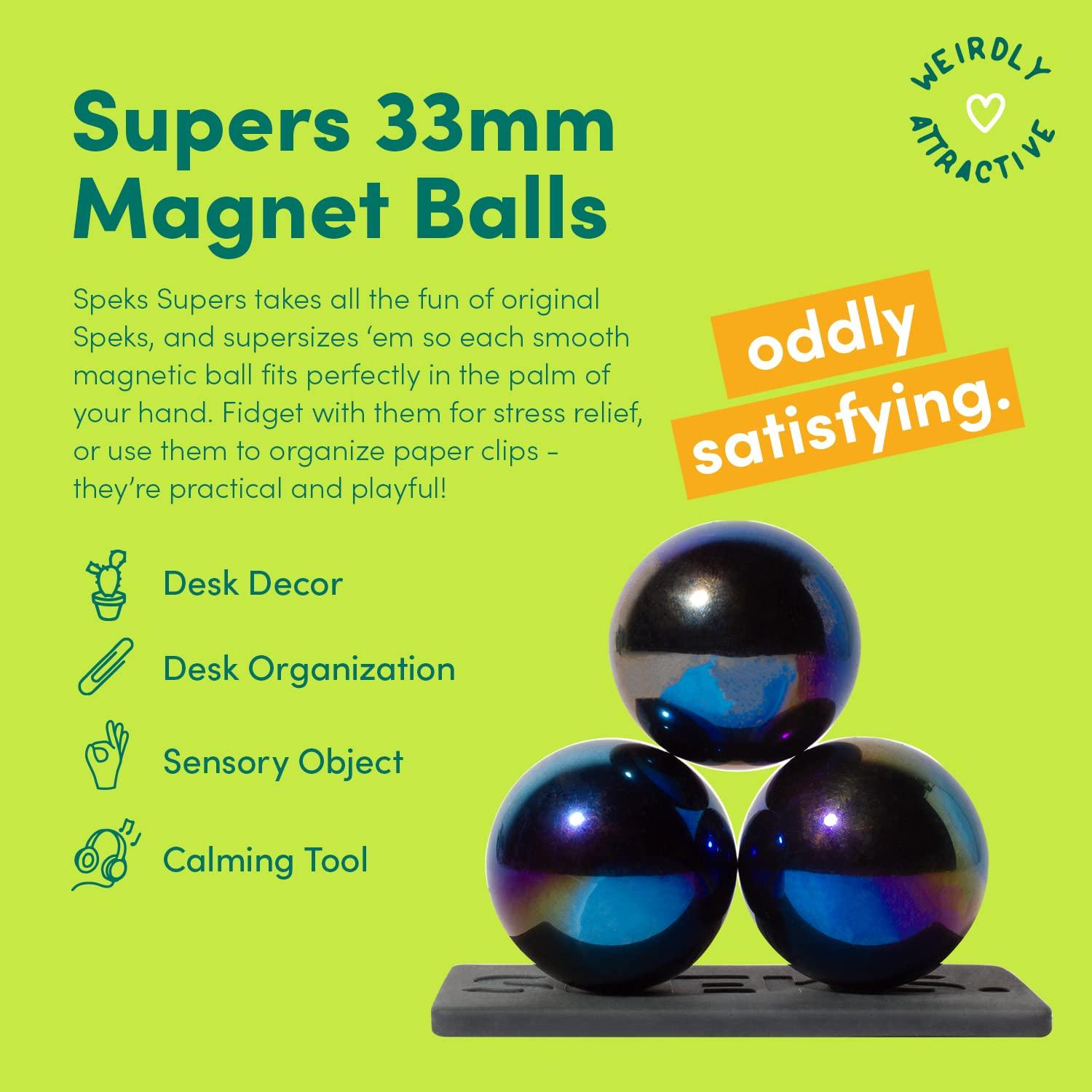 Speks Speks Supers Magnetic Balls - Fidget Toy for Adults | Desk Toy for Office Decoration, Christmas Gift, Holiday Stocking Stuffer Present, Sensory Gadget for Stress Relief | Set of 3, Gunmetal